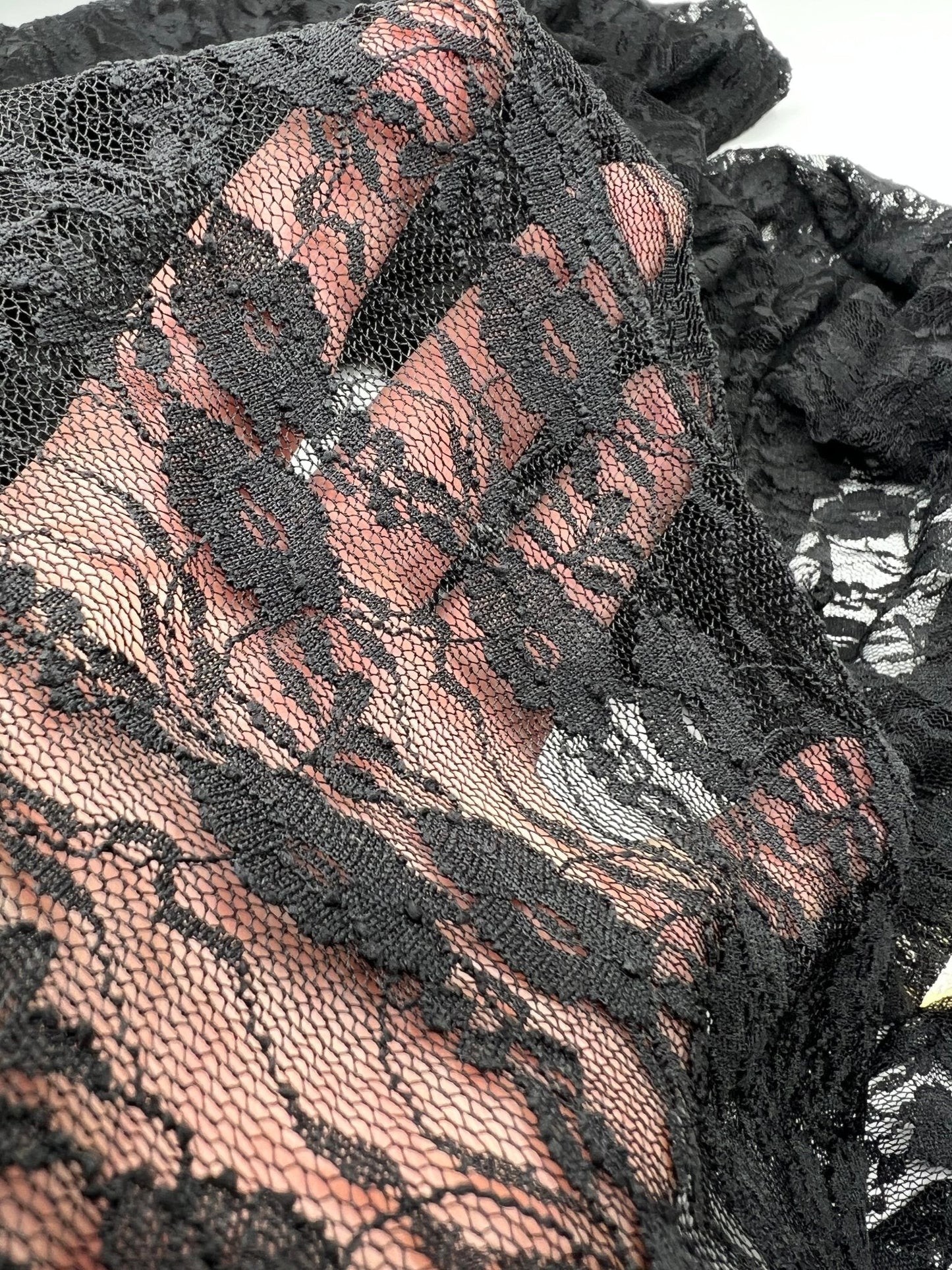Black Ditsy Floral Lace Fabric Stretch