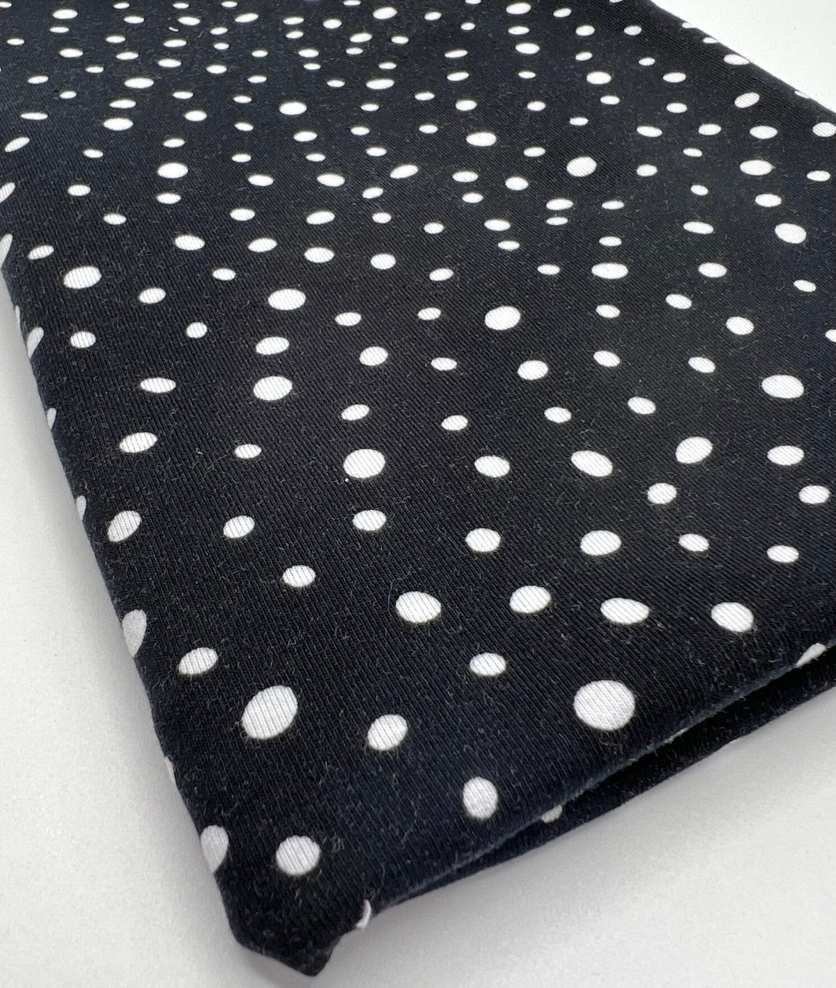 Black Dots Cotton Stretch Jersey 200 GSM 95/5 Lycra 4 Way Stretch