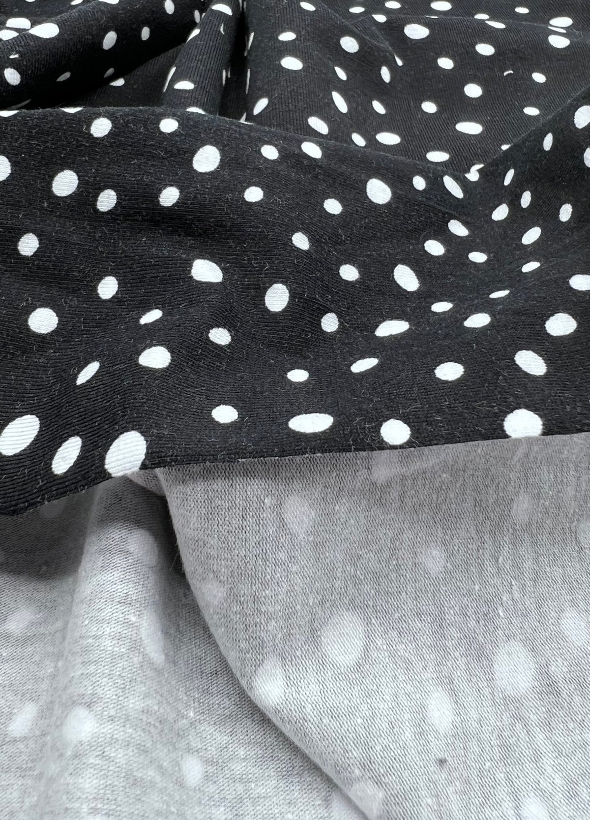 Black Dots Cotton Stretch Jersey 200 GSM 95/5 Lycra 4 Way Stretch