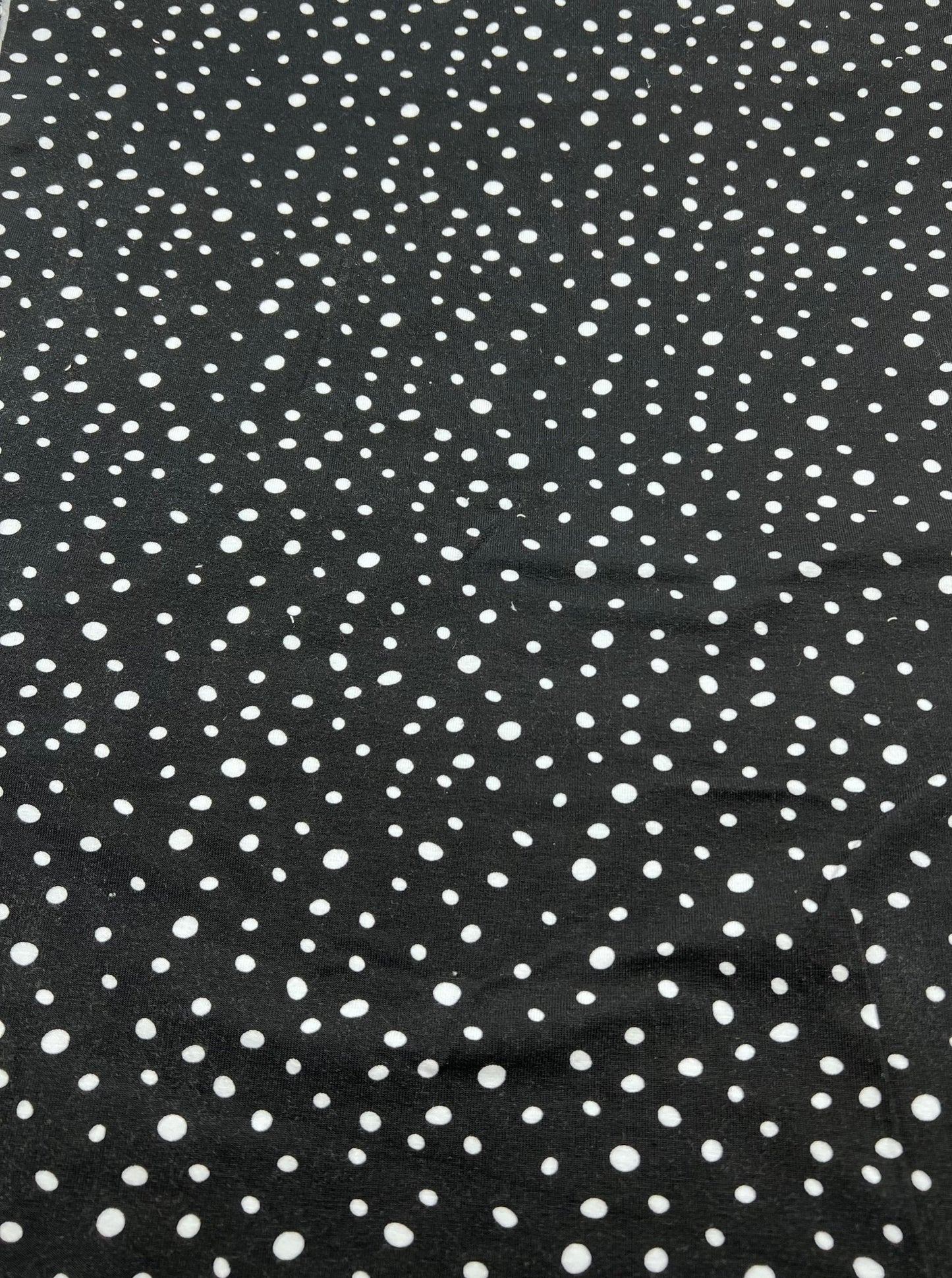 Black Dots Cotton Stretch Jersey 200 GSM 95/5 Lycra 4 Way Stretch