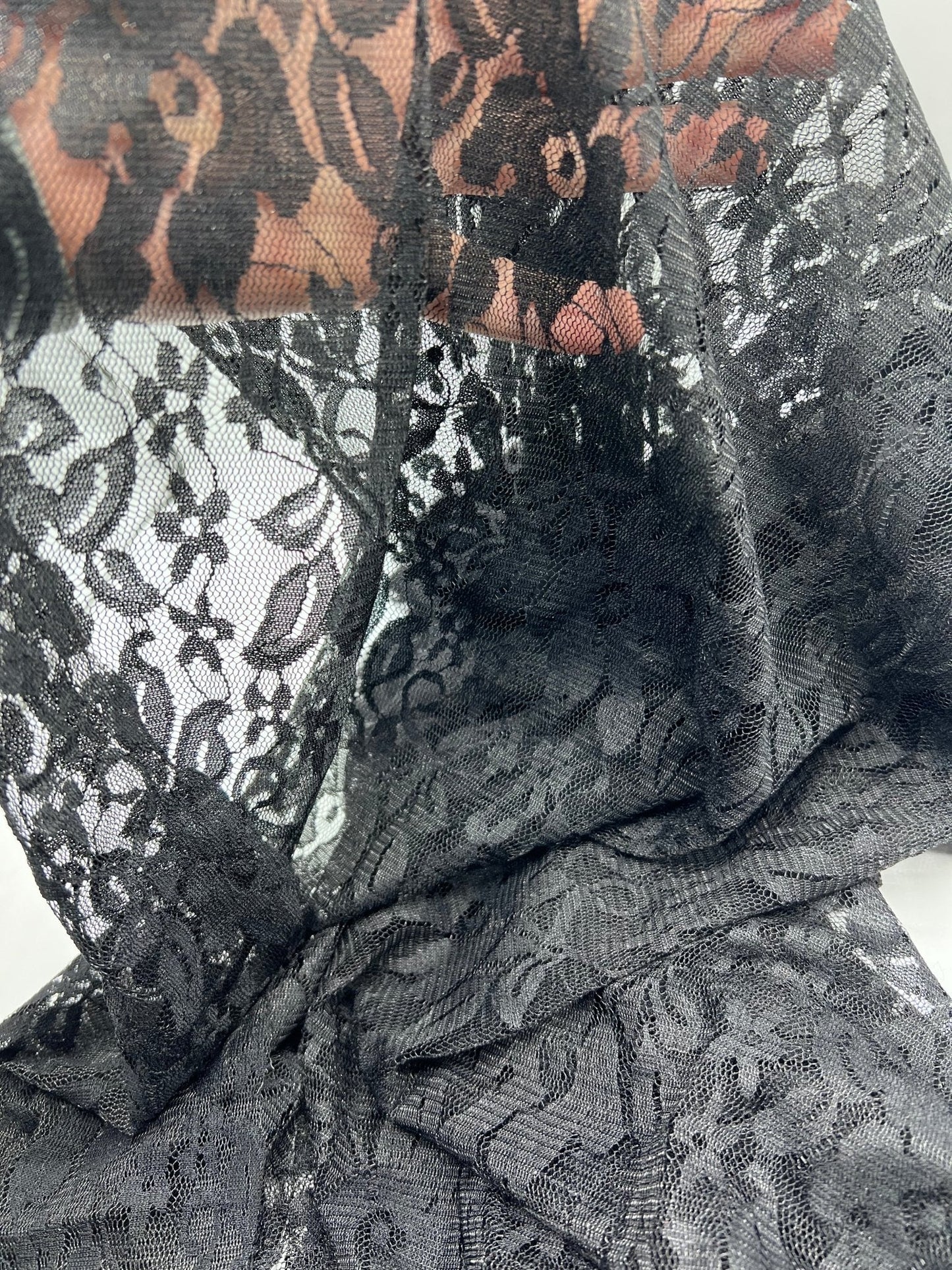 Black Floral Lace Fabric Stretch