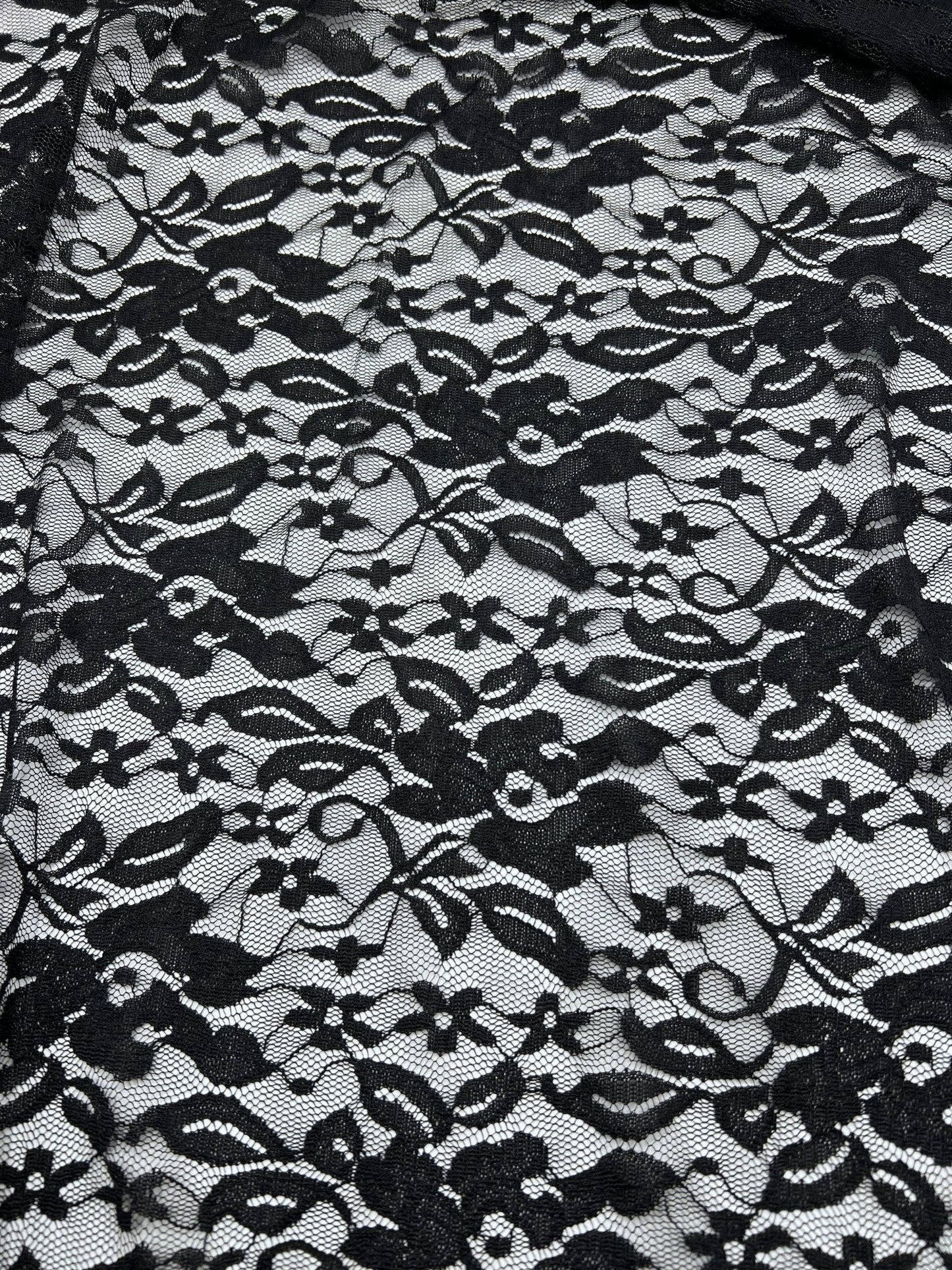 Black Floral Lace Fabric Stretch