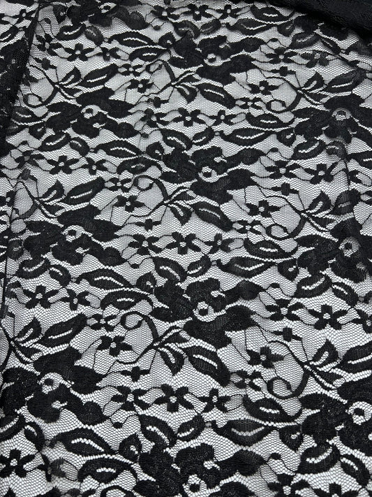 Black Floral Lace Fabric Stretch