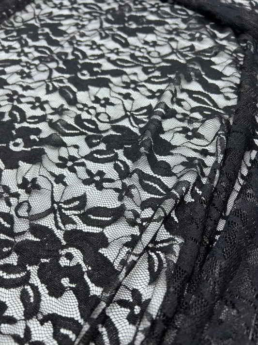 Black Floral Lace Fabric Stretch