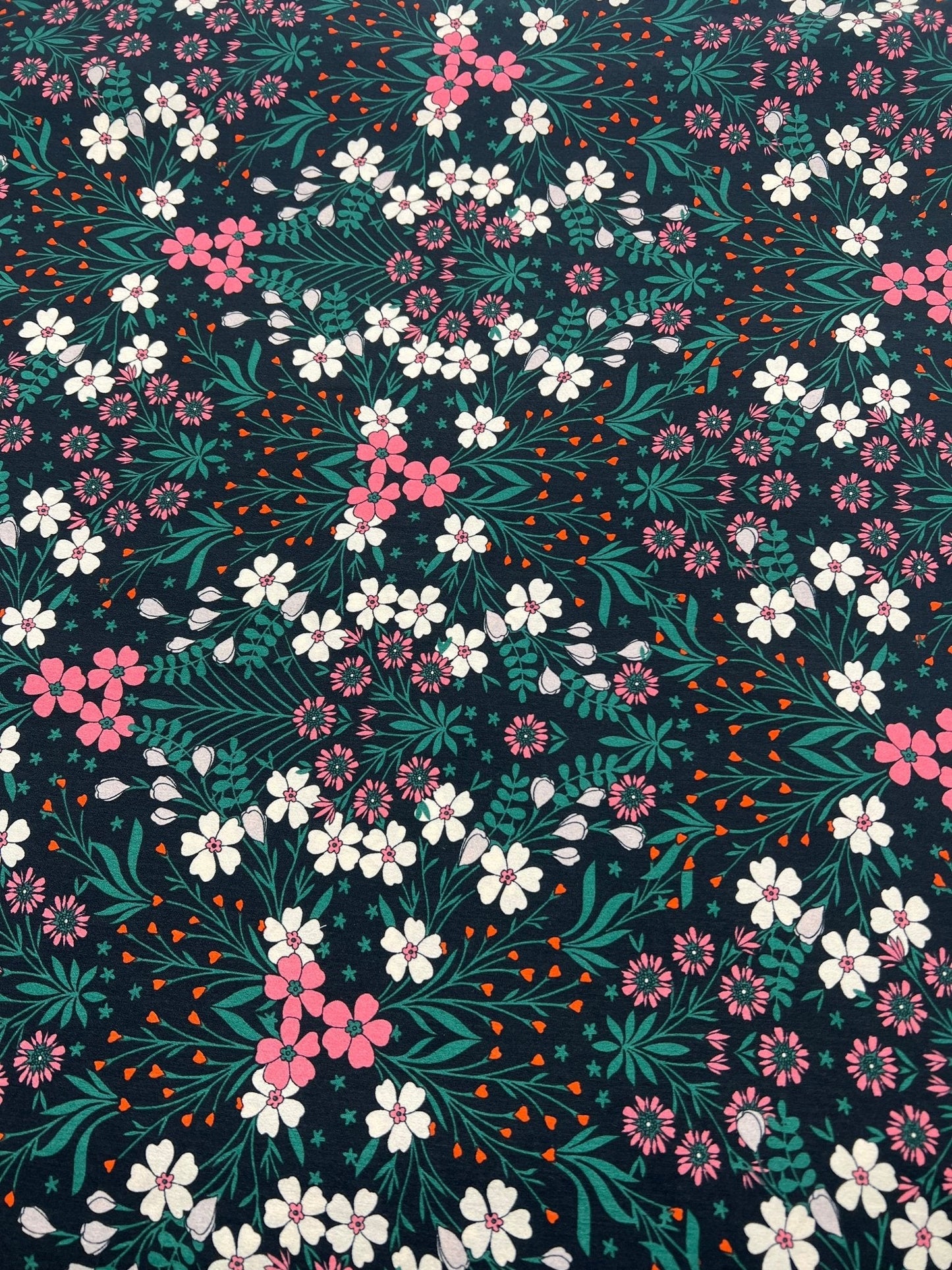 Black Floral Leaves Lightweight Non Stretch Woven Dress Craft Fabric