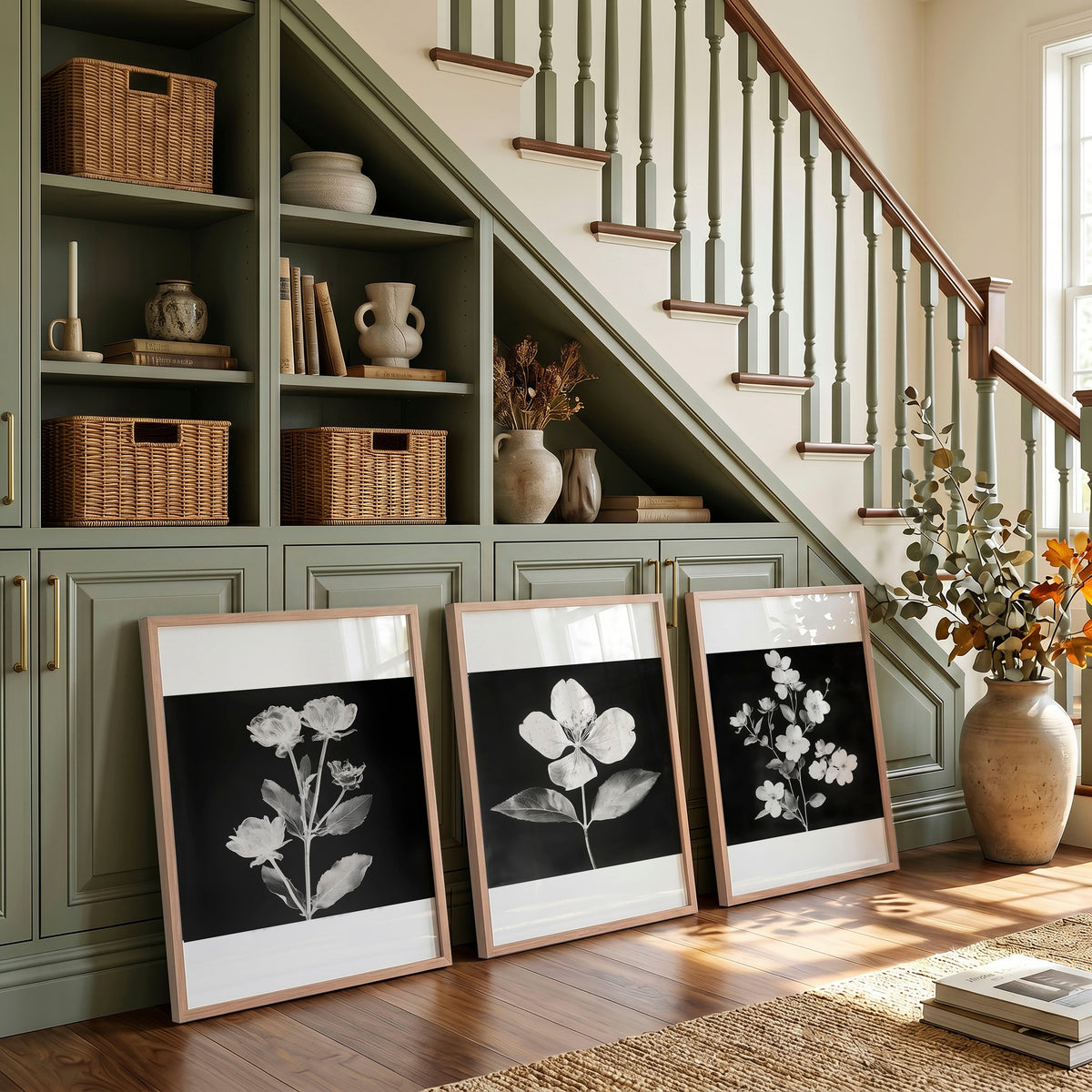 Black Framed Picture French Country Botanical Floral Wall Art Prints | Set of 3