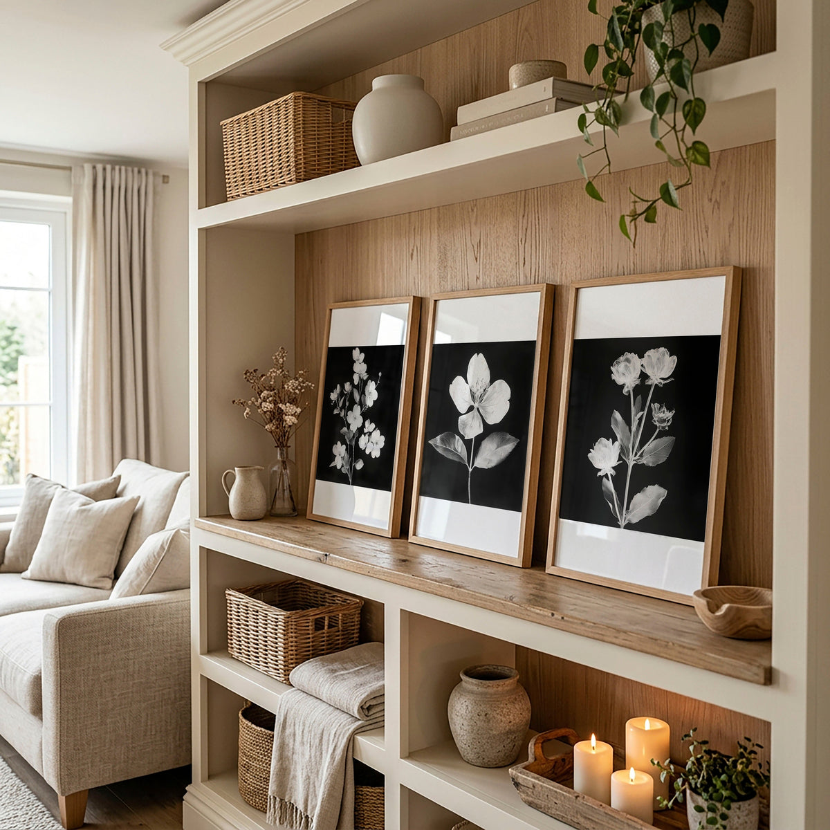 Black Framed Picture French Country Botanical Floral Wall Art Prints | Set of 3