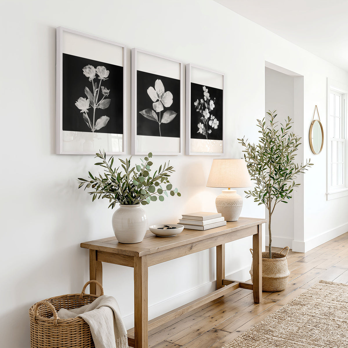 Black Framed Picture French Country Botanical Floral Wall Art Prints | Set of 3