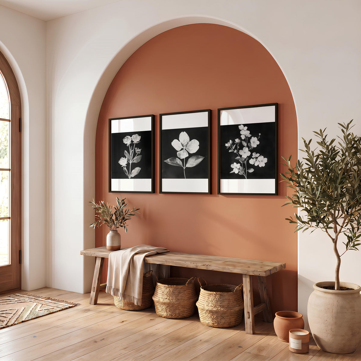 Black Framed Picture French Country Botanical Floral Wall Art Prints | Set of 3