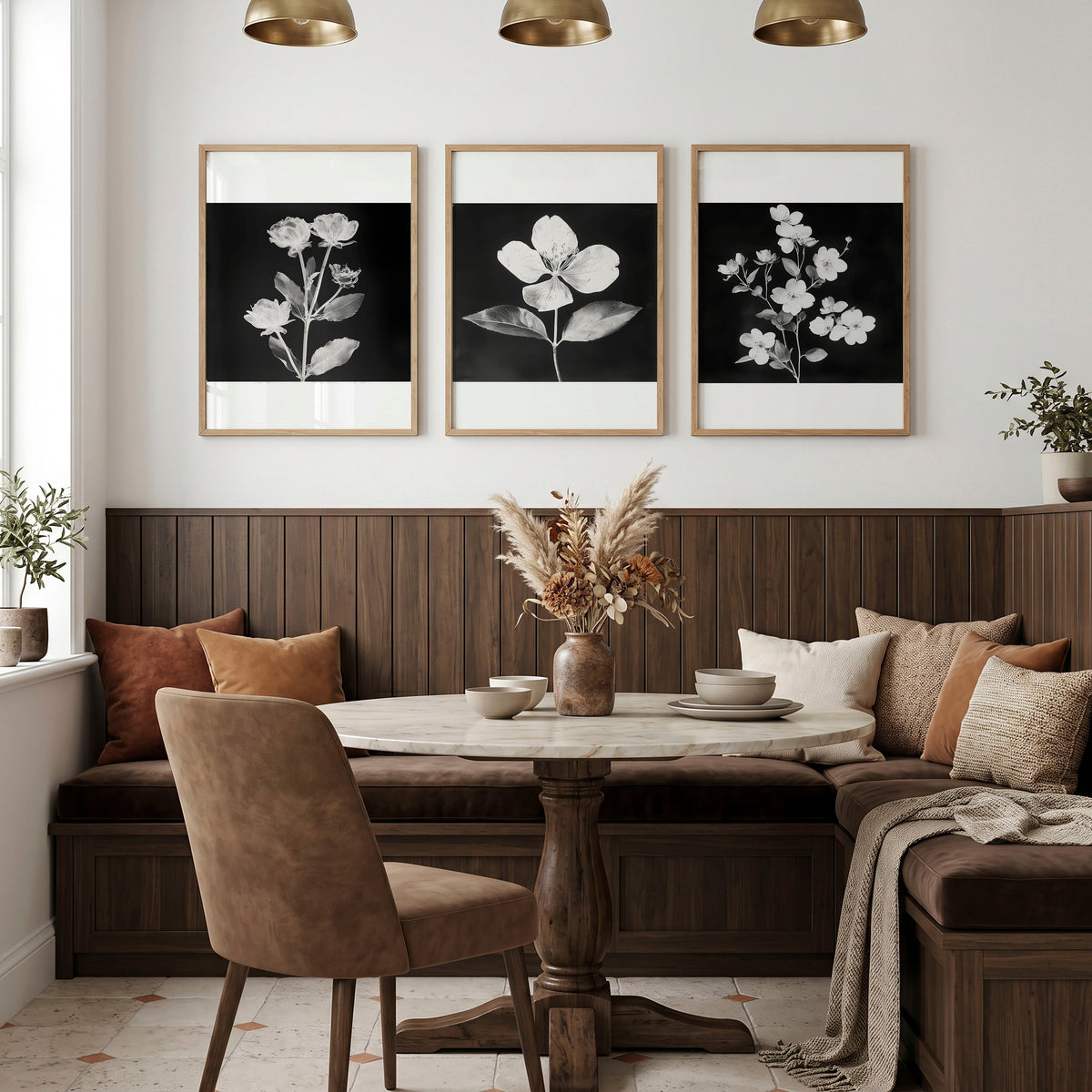 Black Framed Wall Art French Country Botanical Floral Prints | Set of 3