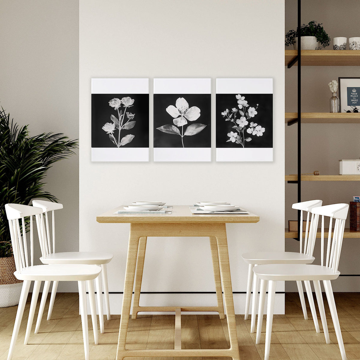 Black Framed Wall Art French Country Botanical Floral Prints | Set of 3