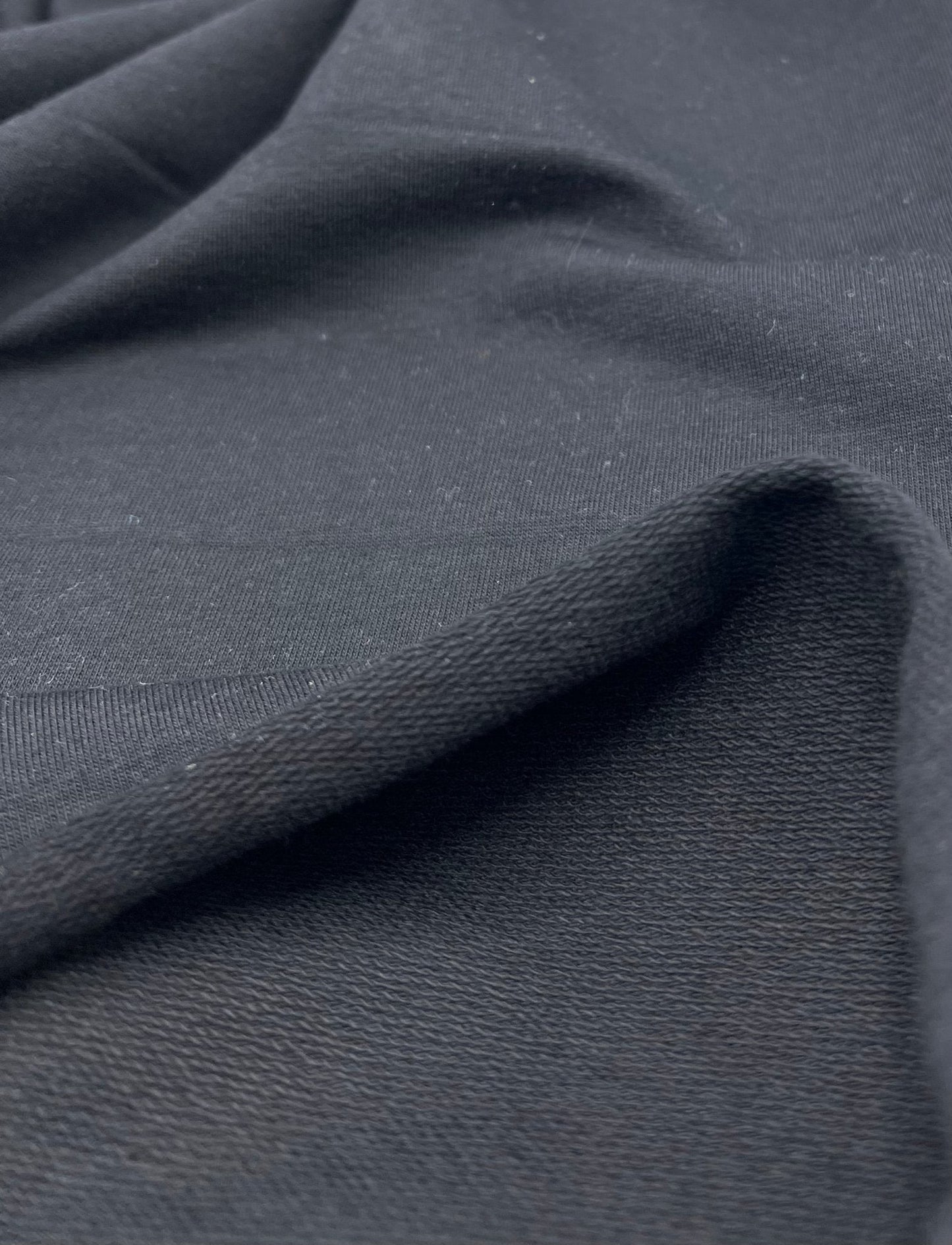 Black French Terry Loopback Cotton Jersey 230 GSM 95/5 Lycra 4 Way Stretch