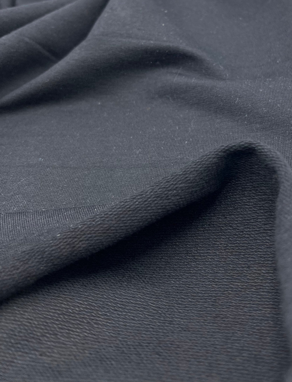 Black French Terry Loopback Cotton Jersey 230 GSM 95/5 Lycra 4 Way Stretch