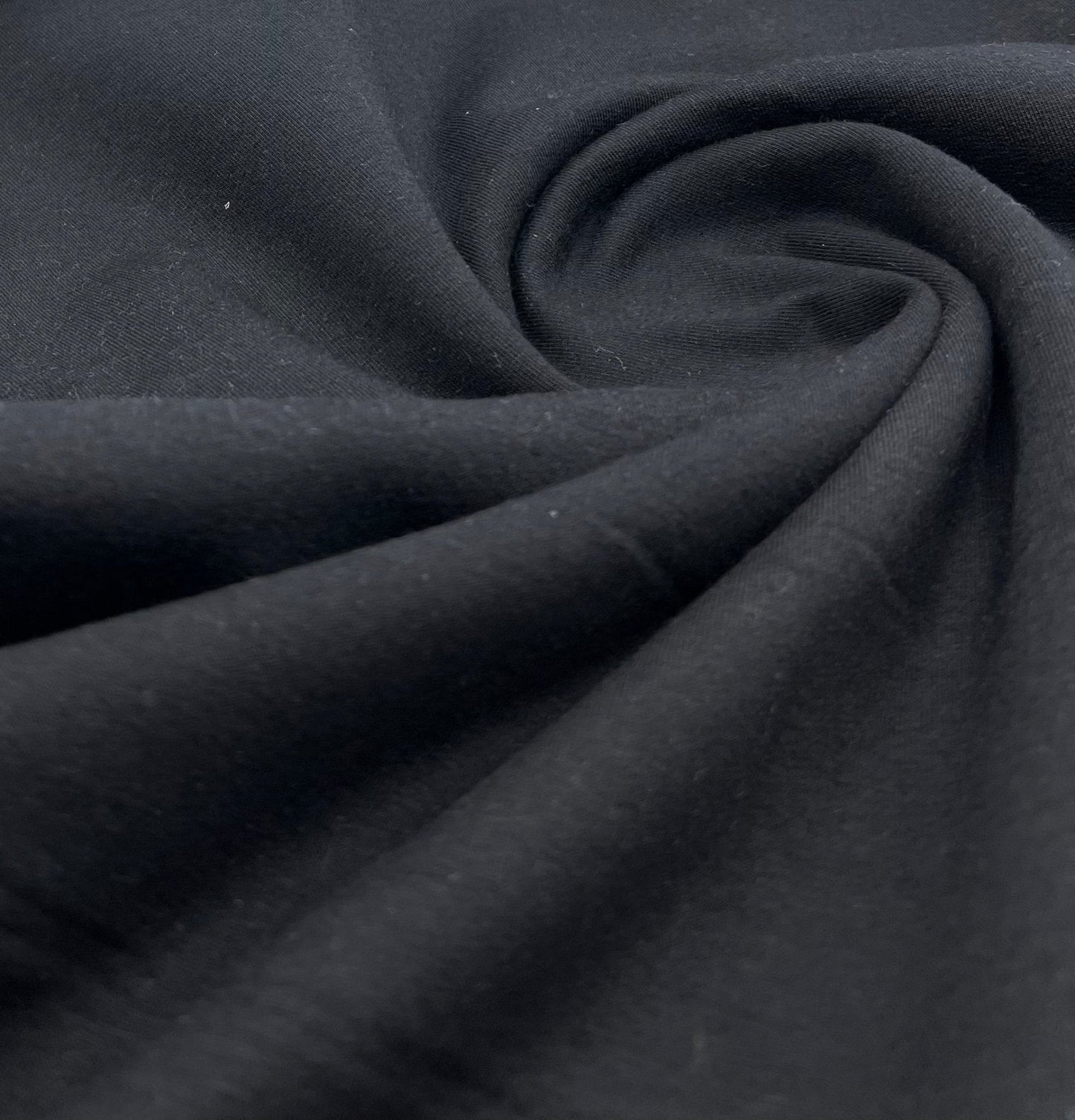 Black French Terry Loopback Cotton Jersey 230 GSM 95/5 Lycra 4 Way Stretch