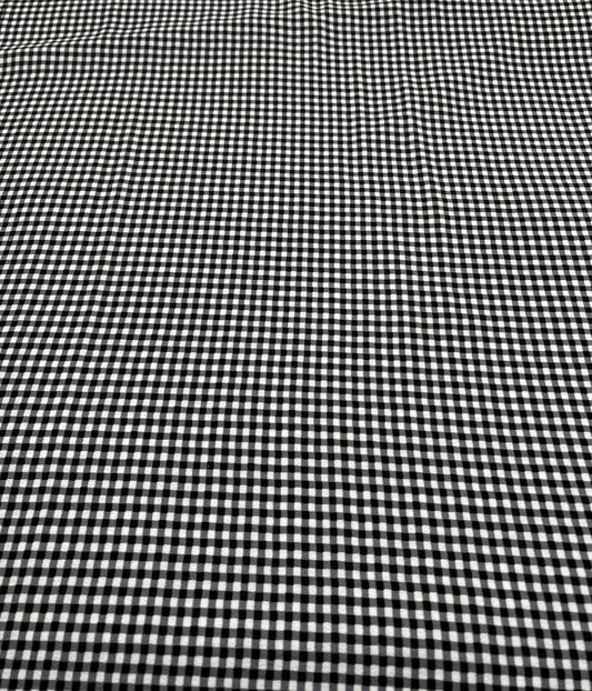 Black Gingham Check Print Lightweight Bubble Crepe Fabric