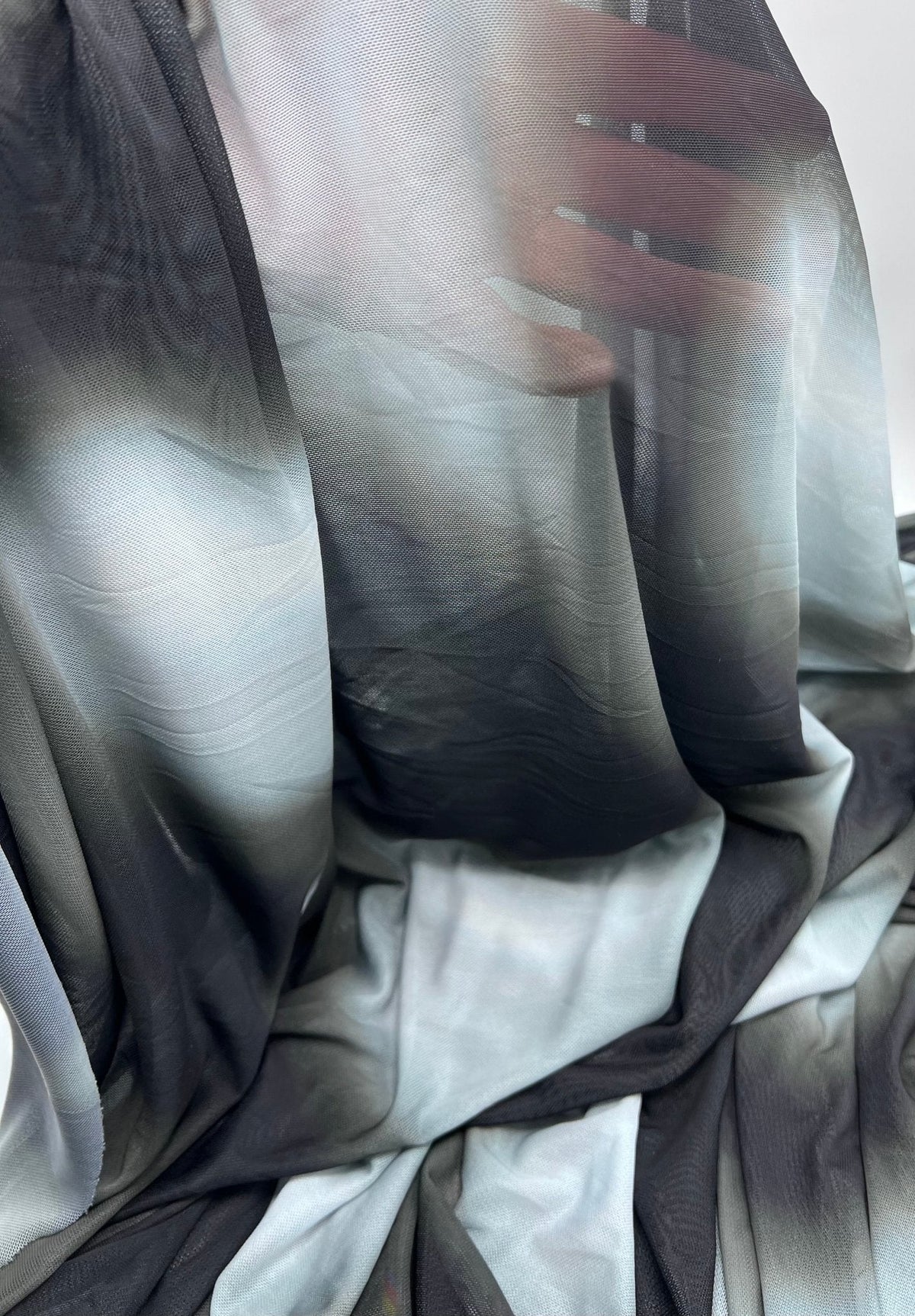 Black Grey Mix Mesh Fabric Stretch