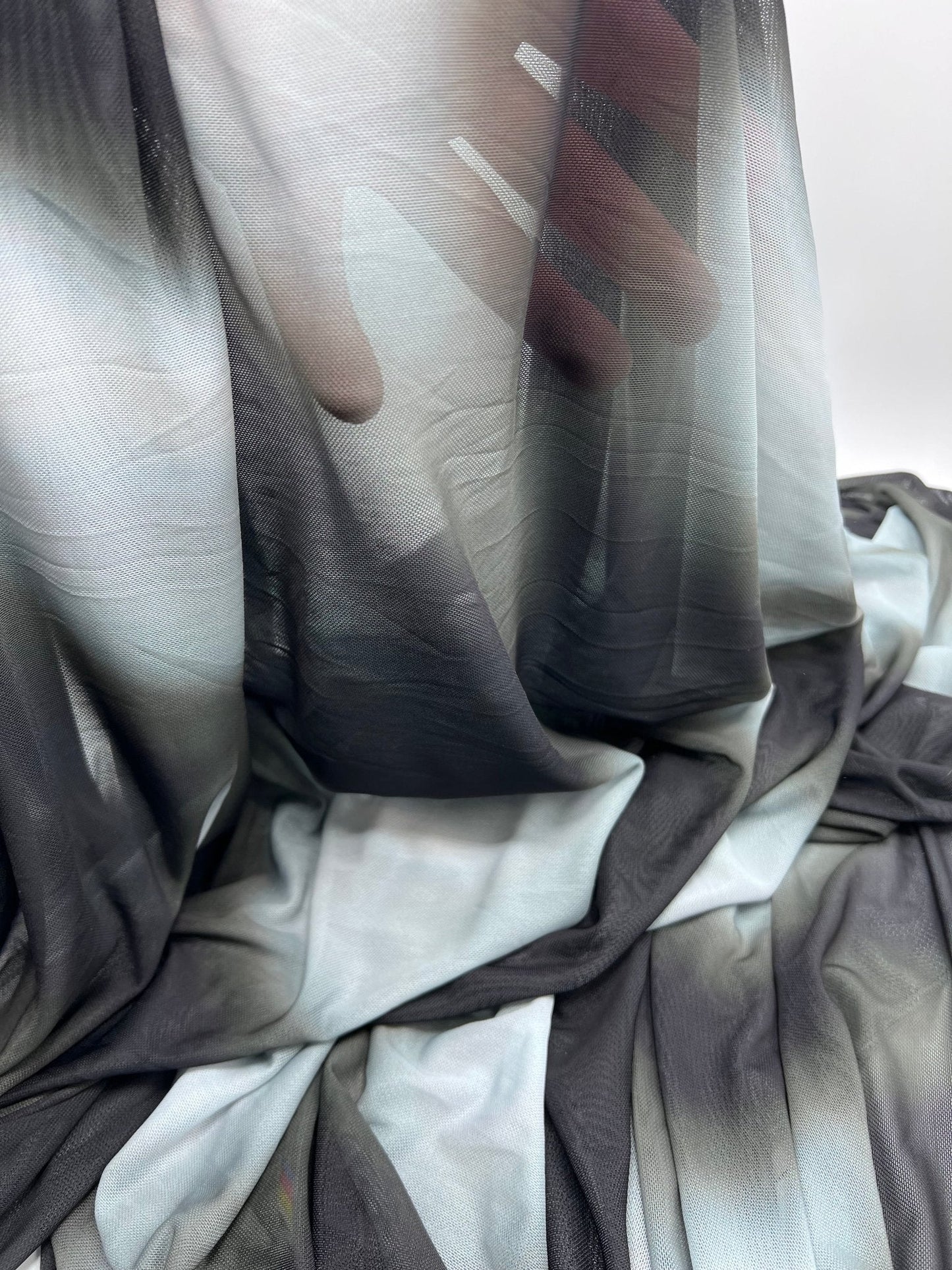 Black Grey Mix Mesh Fabric Stretch