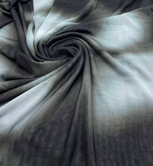 Black Grey Mix Mesh Fabric Stretch