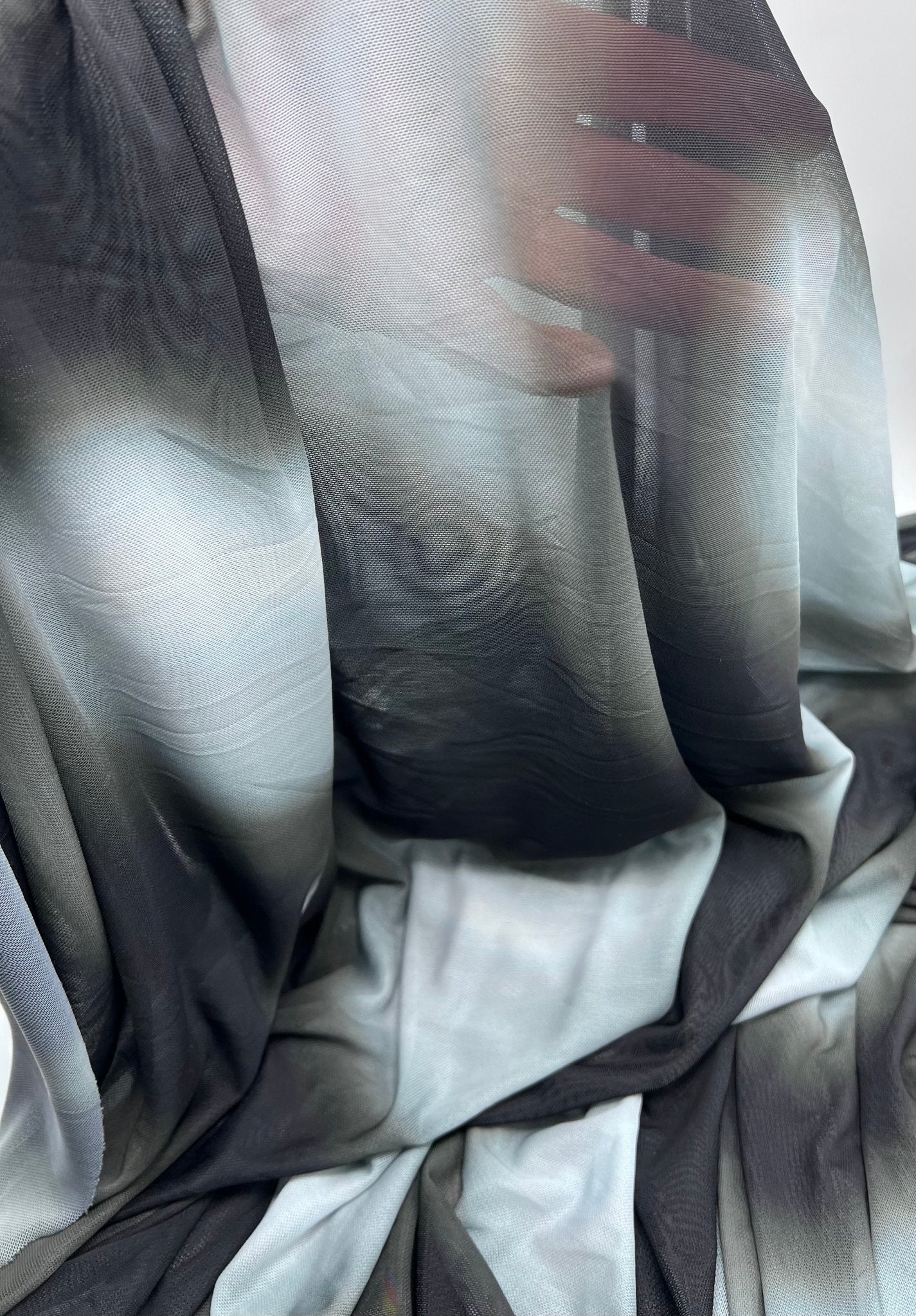 Black Grey Mix Mesh Fabric Stretch