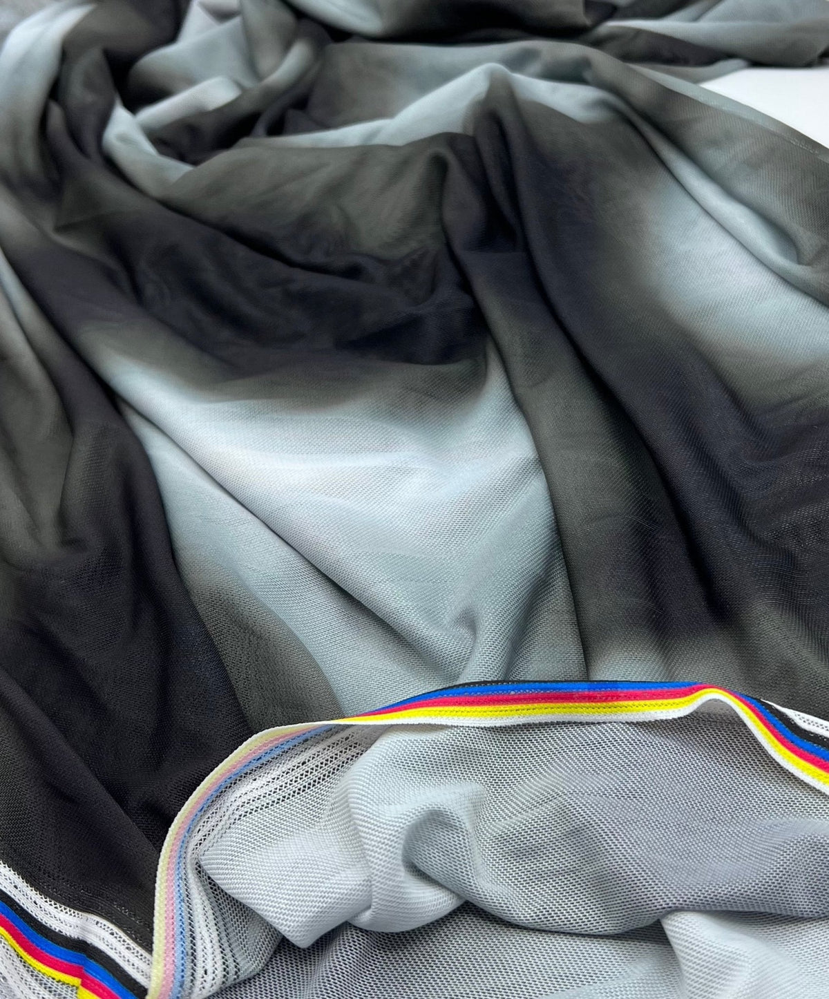 Black Grey Mix Mesh Fabric Stretch