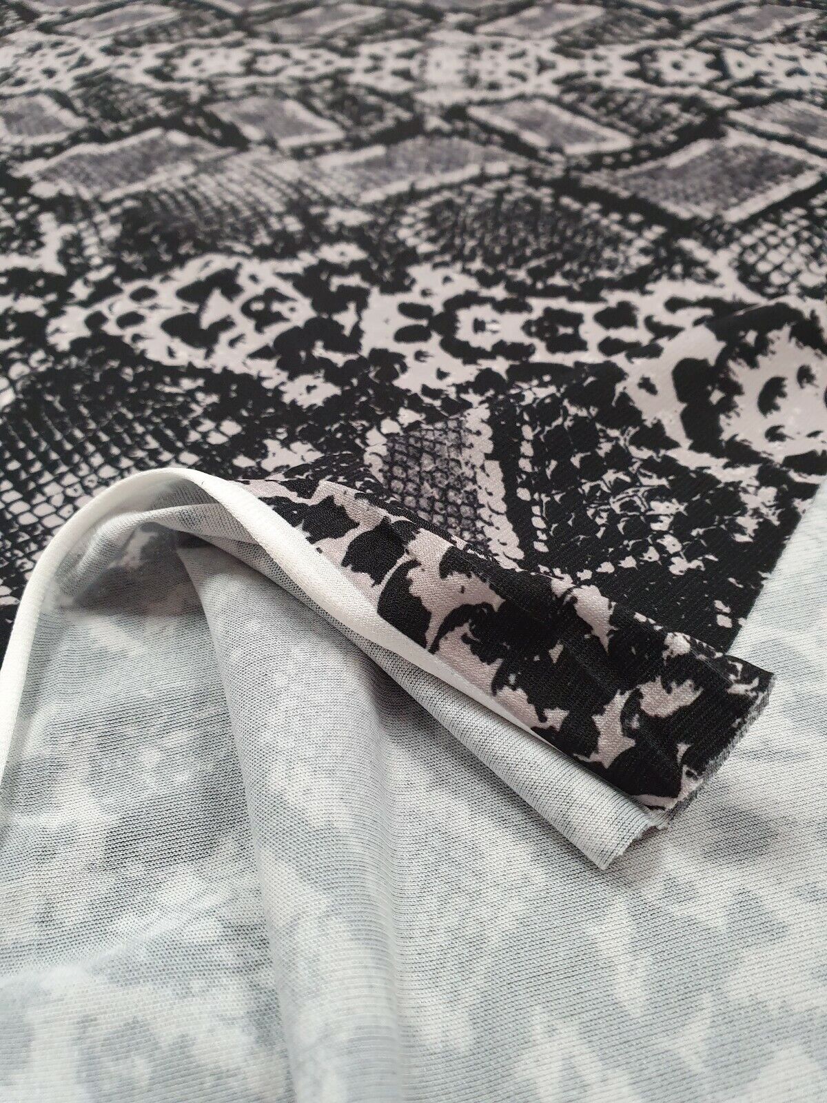Black Grey Snake ITY Fabric
