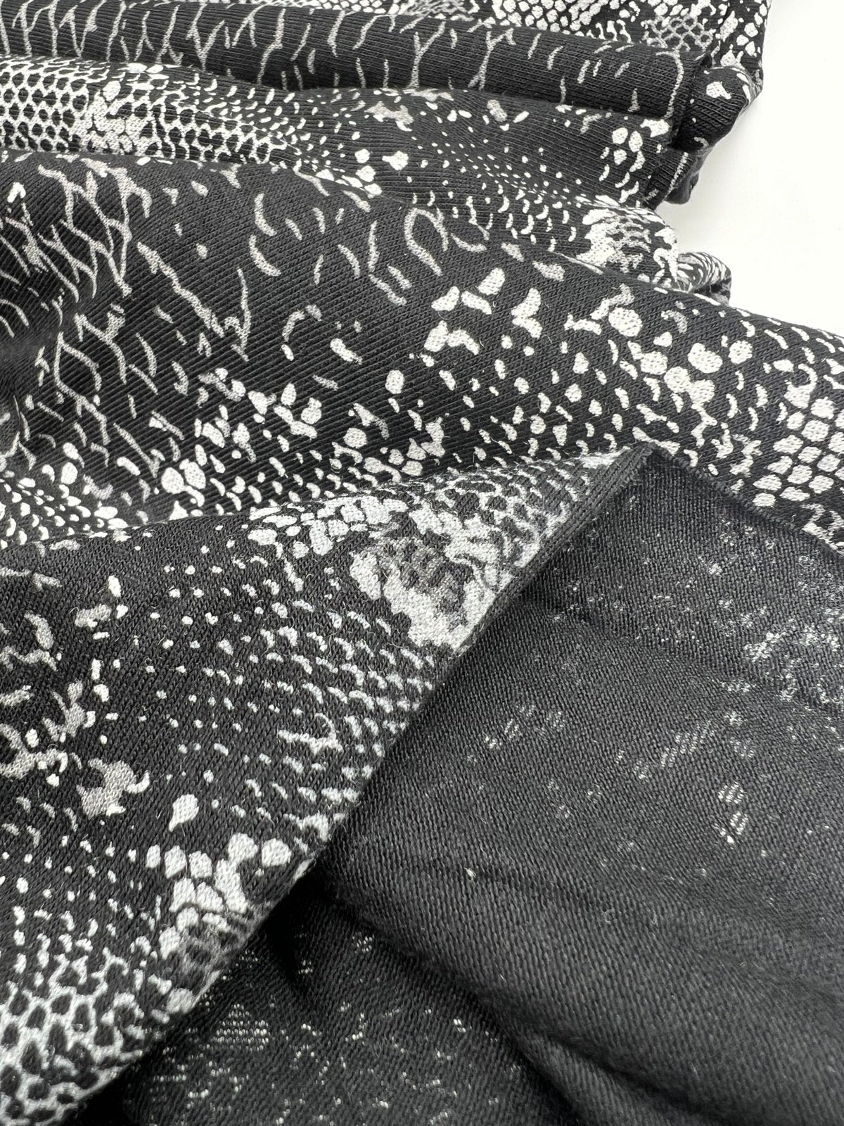 Black Grey Snake Print Viscose Elastane Fabric