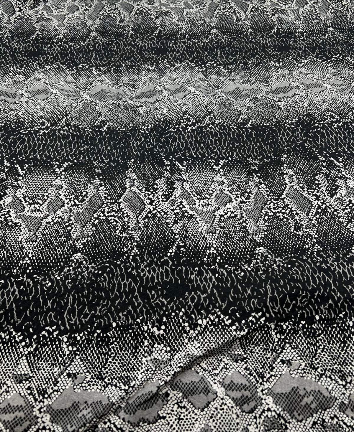 Black Grey Snake Print Viscose Elastane Fabric