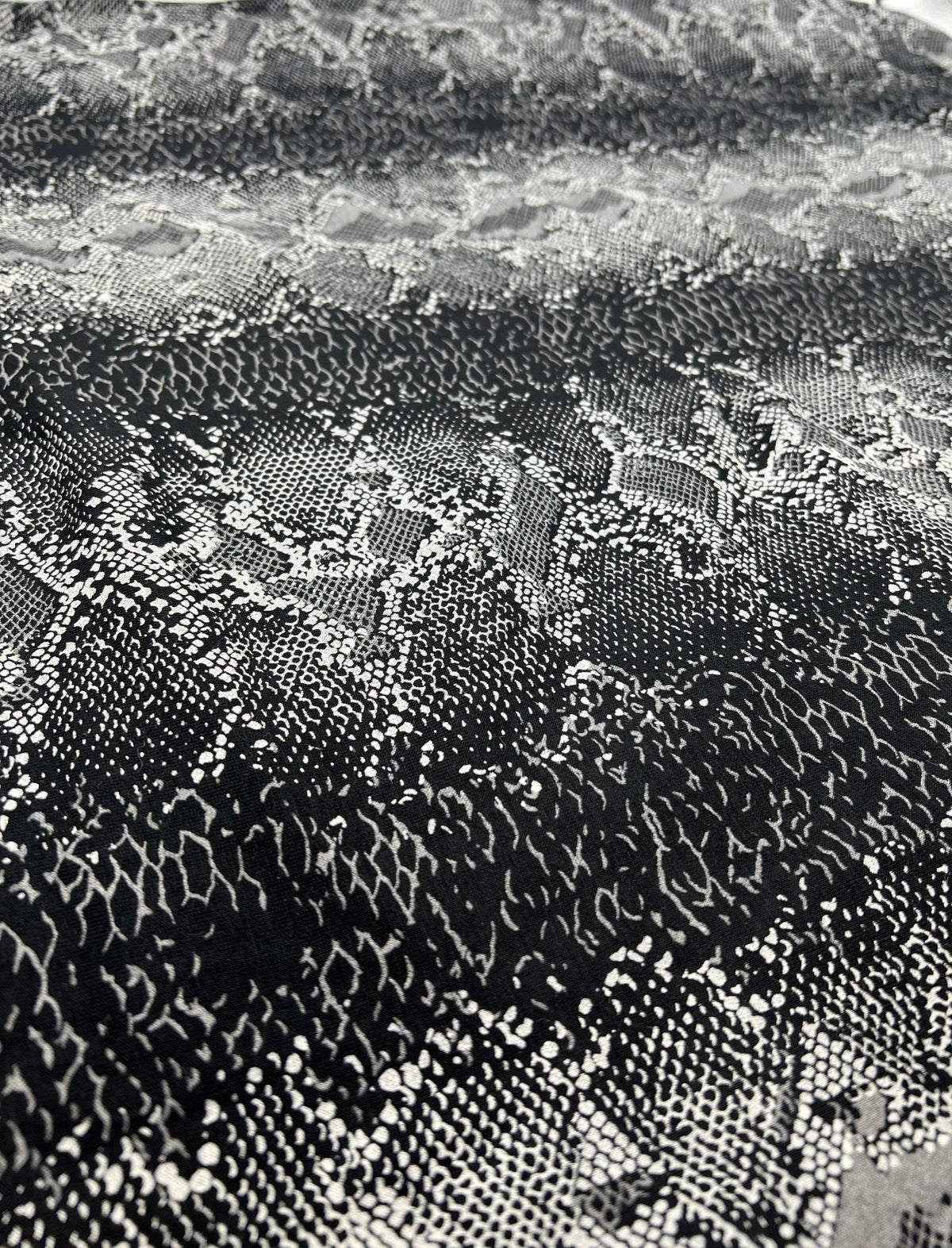 Black Grey Snake Print Viscose Elastane Fabric