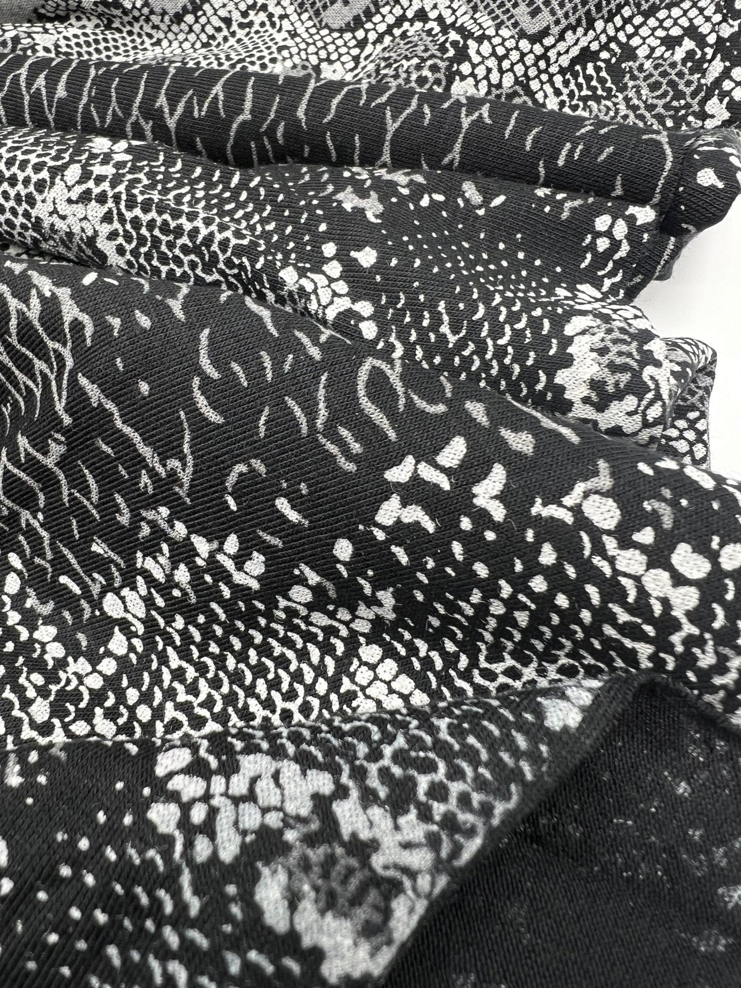 Black Grey Snake Print Viscose Elastane Fabric