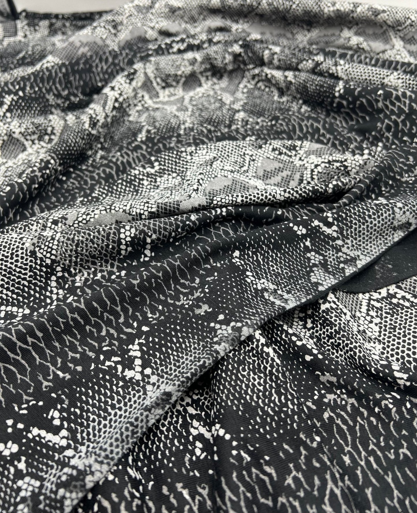 Black Grey Snake Print Viscose Elastane Fabric