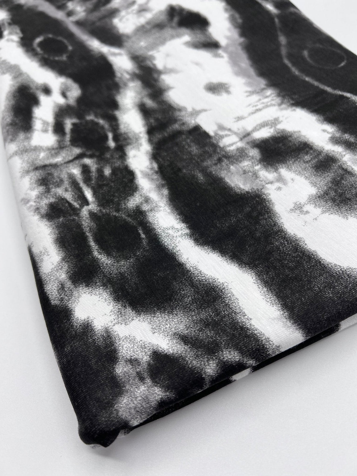 Black Grey Tie Dye Stripe Print Viscose Elastane Fabric