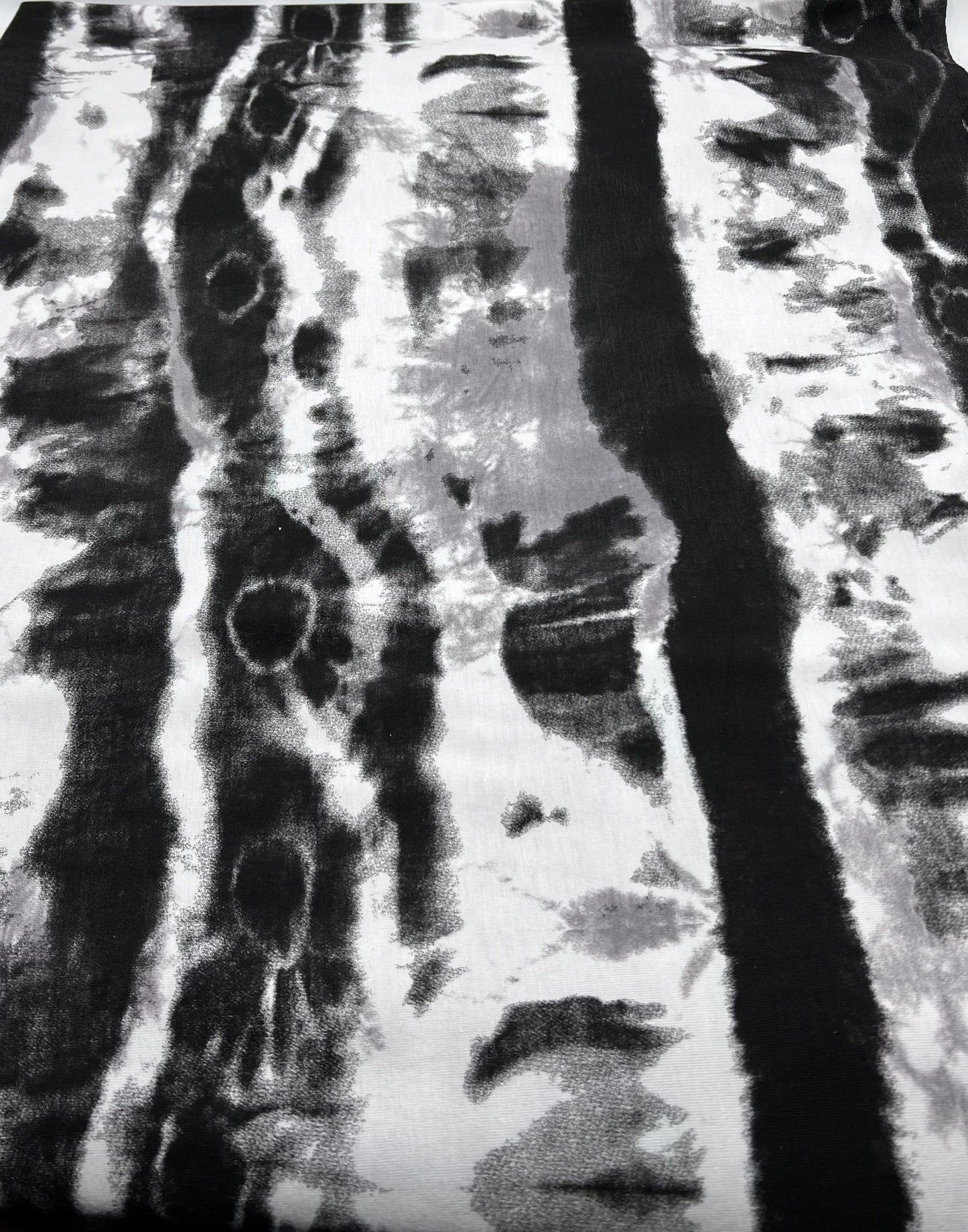 Black Grey Tie Dye Stripe Print Viscose Elastane Fabric