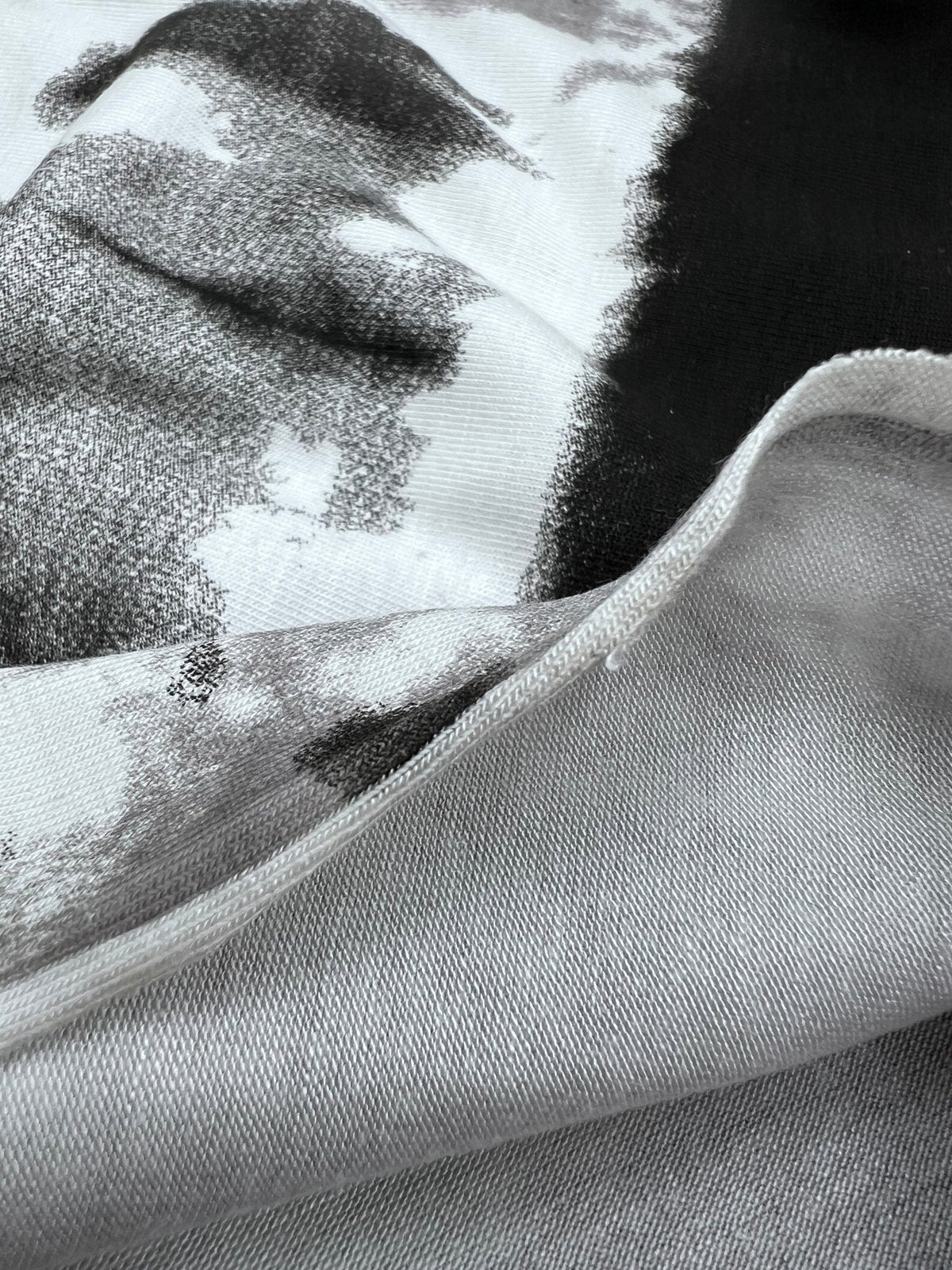 Black Grey Tie Dye Stripe Print Viscose Elastane Fabric