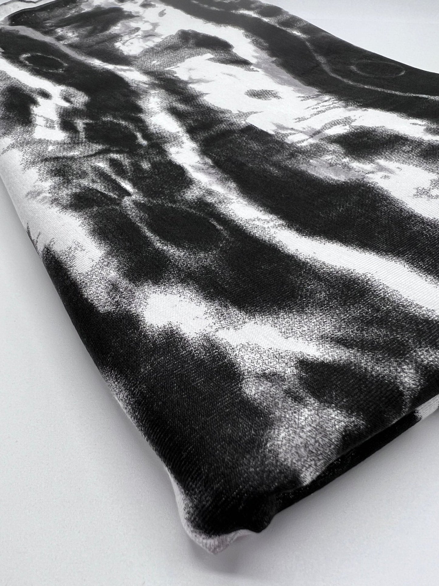 Black Grey Tie Dye Stripe Print Viscose Elastane Fabric