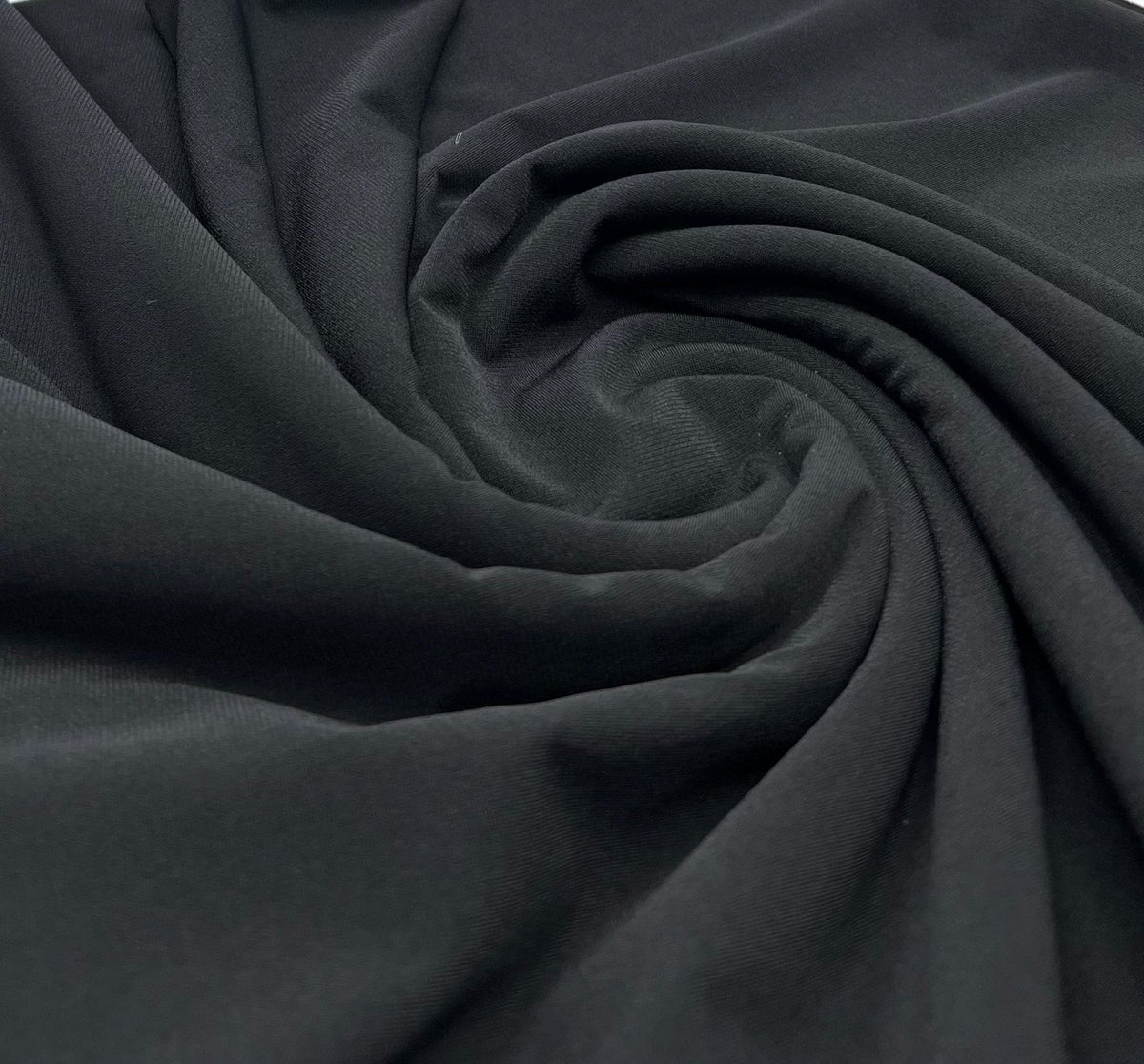 Plain Black ITY Fabric 4 Way Stretch