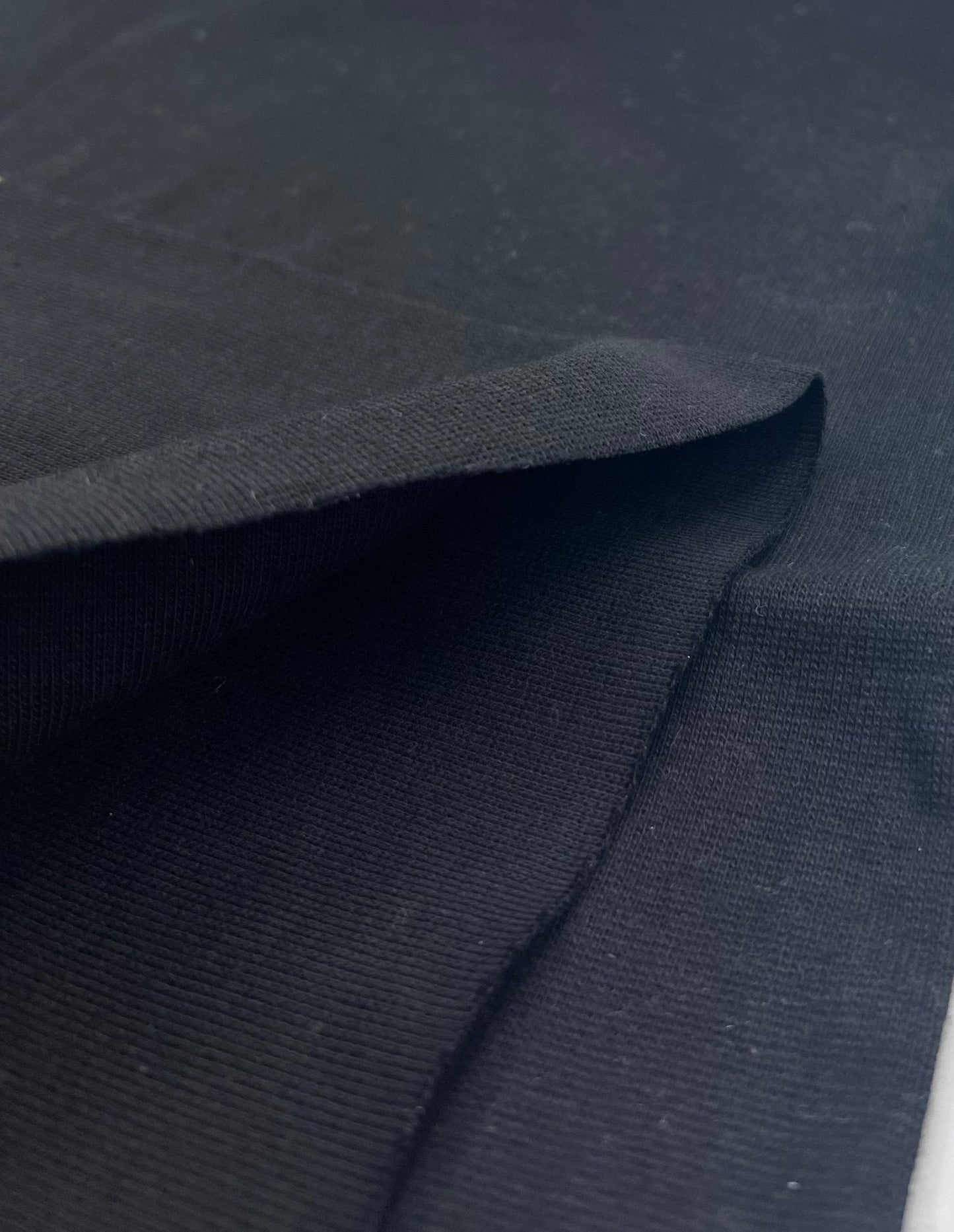 Black Jersey Cuffing Ribbing Fabric 270 GSM Cotton Knit 70cm Wide