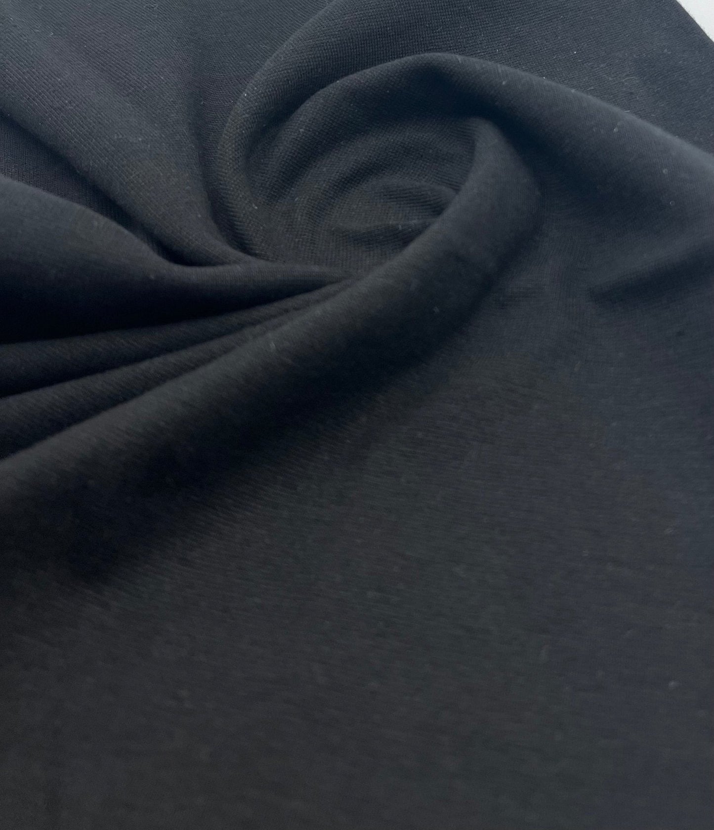 Black Jersey Cuffing Ribbing Fabric 270 GSM Cotton Knit 70cm Wide