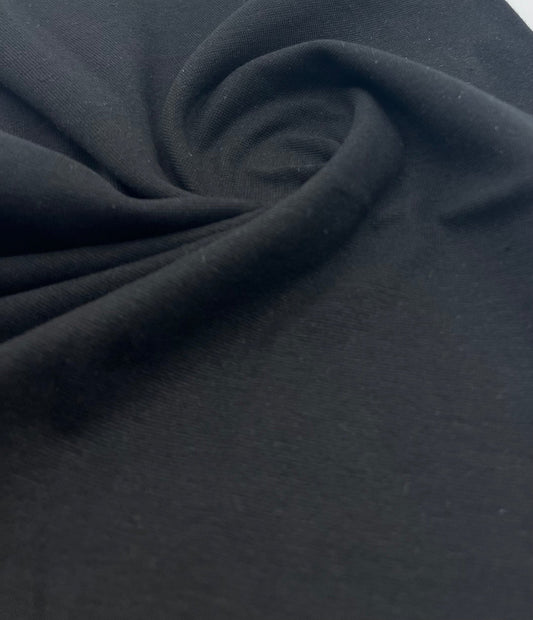 Black Jersey Cuffing Ribbing Fabric 270 GSM Cotton Knit 70cm Wide