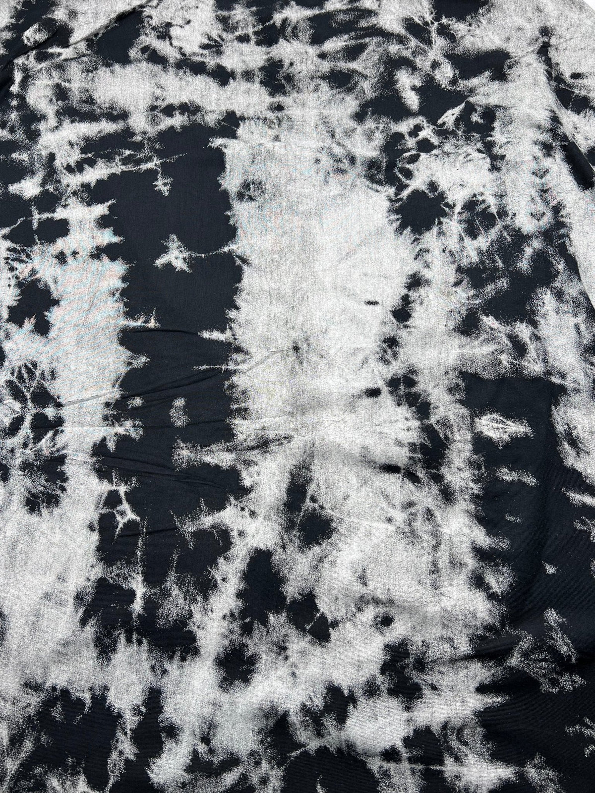 Black Large Grey Tie Dye Print Viscose Elastane Fabric