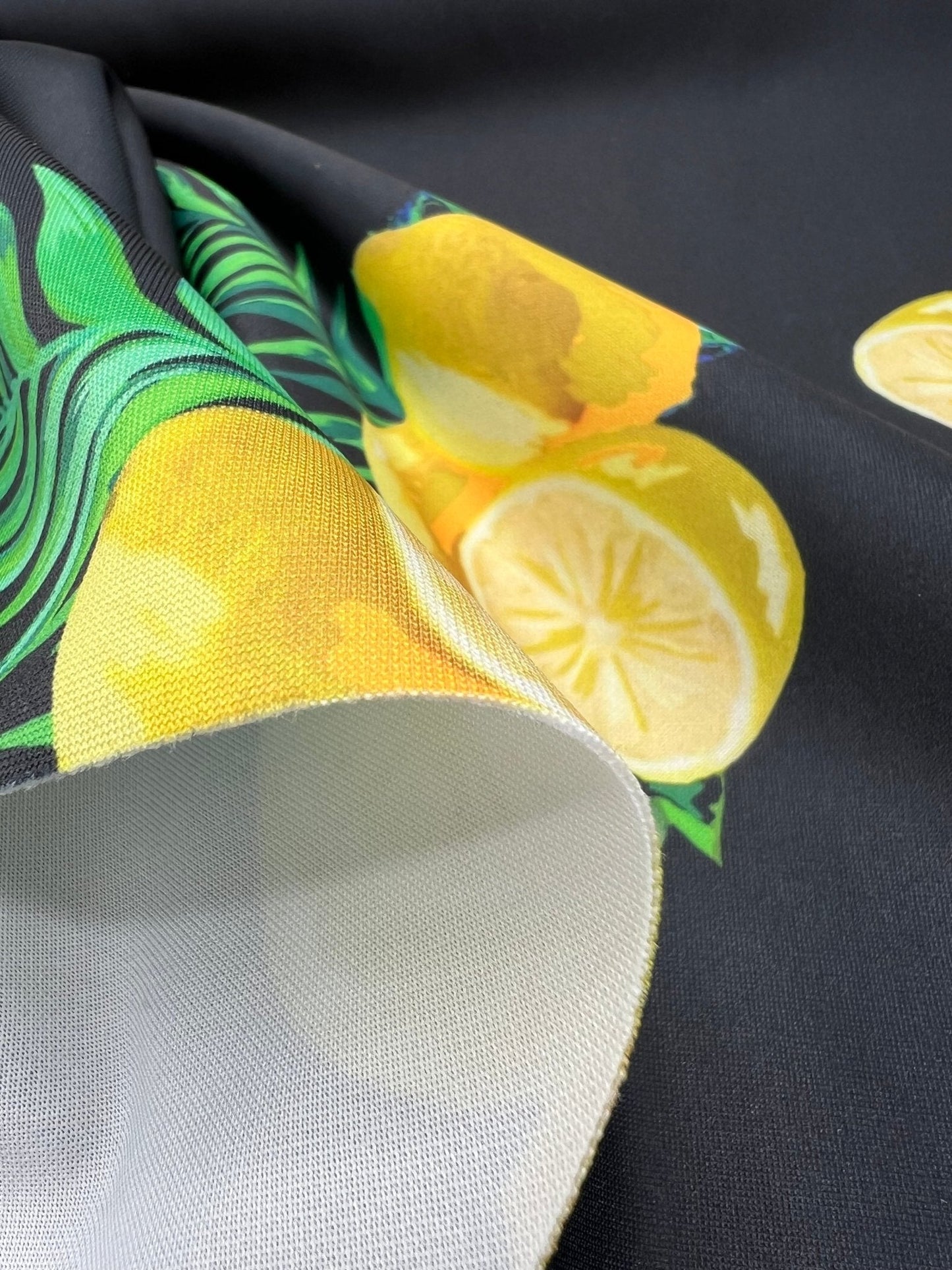 Black Lemon Plain Scuba Fabric
