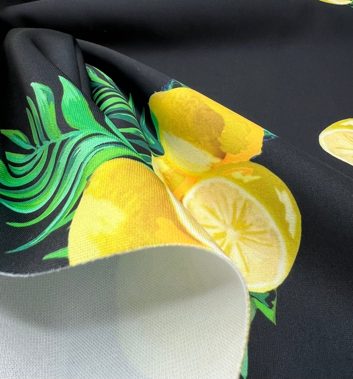 Black Lemon Plain Scuba Fabric