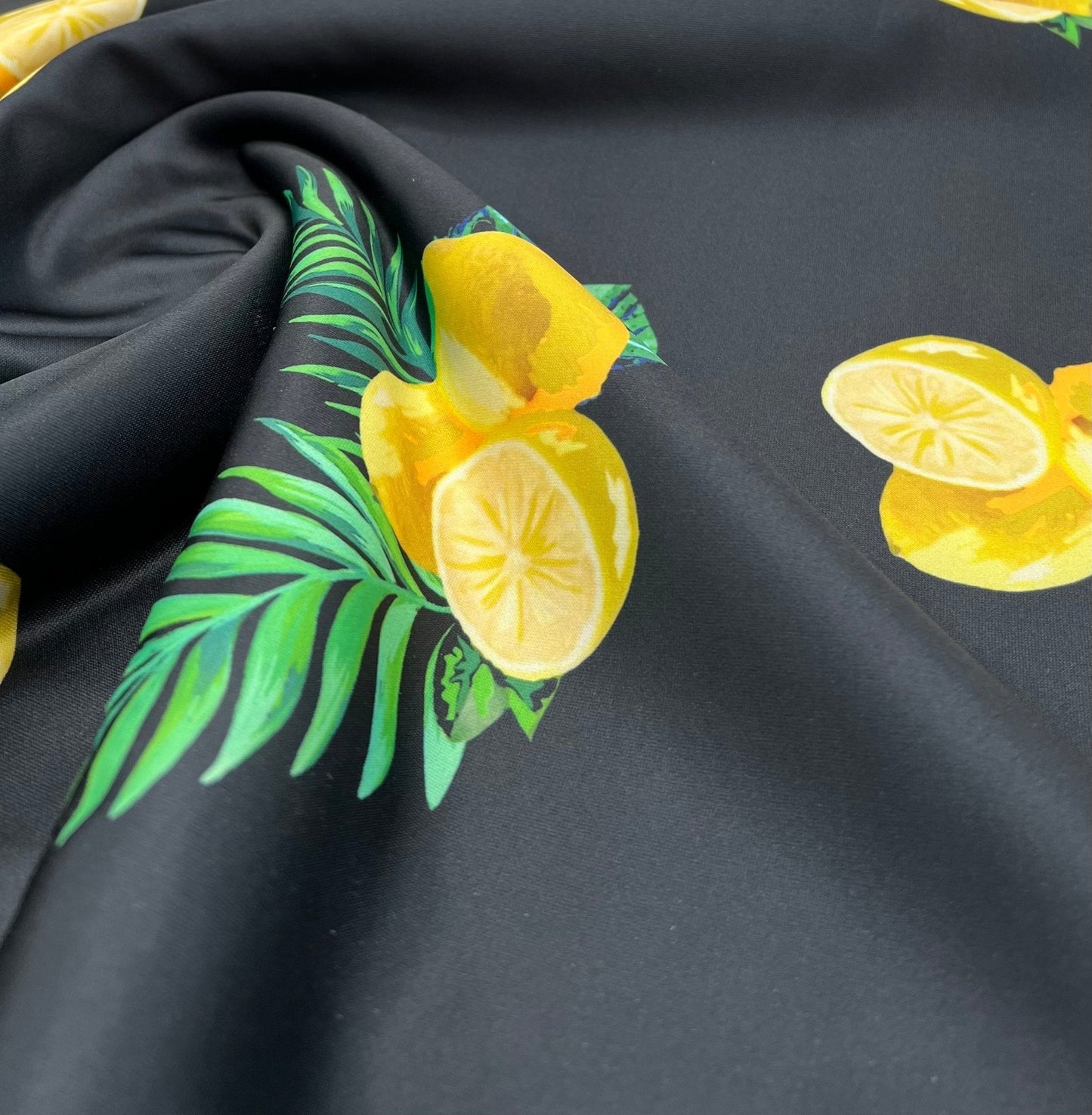 Black Lemon Plain Scuba Fabric