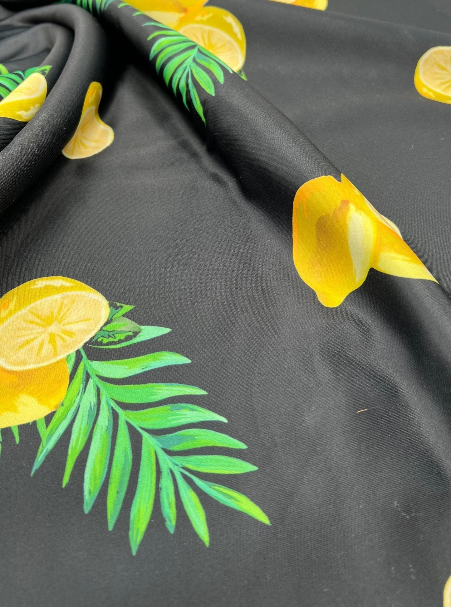 Black Lemon Plain Scuba Fabric