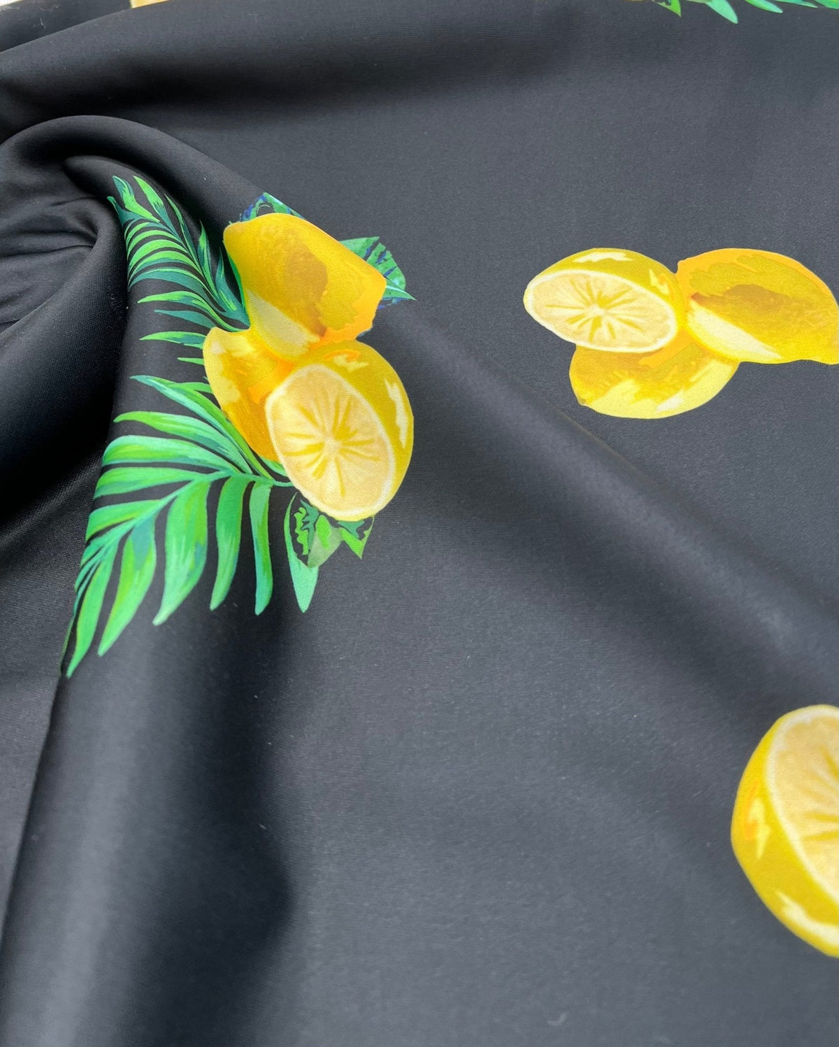 Black Lemon Plain Scuba Fabric