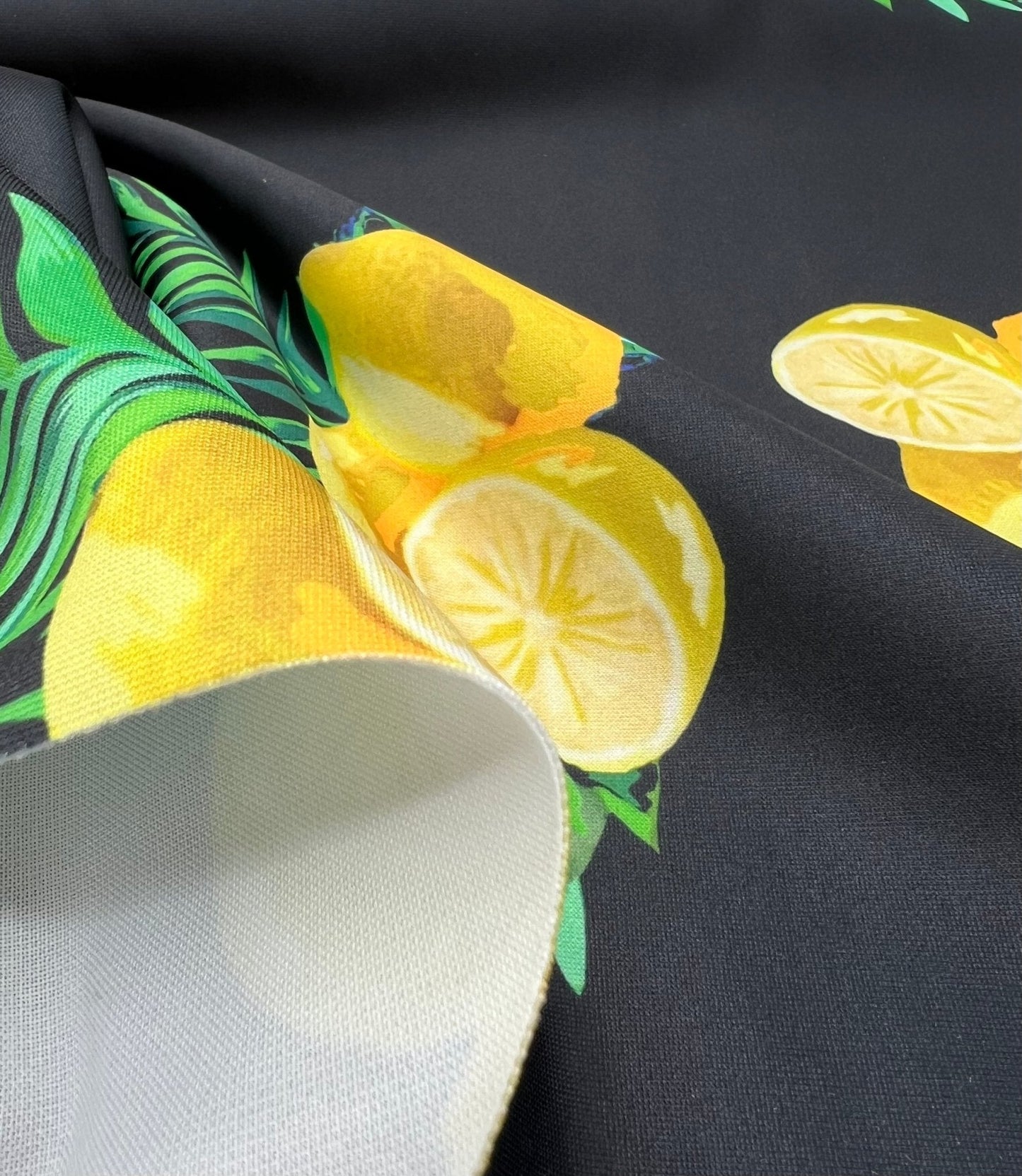 Black Lemon Plain Scuba Fabric