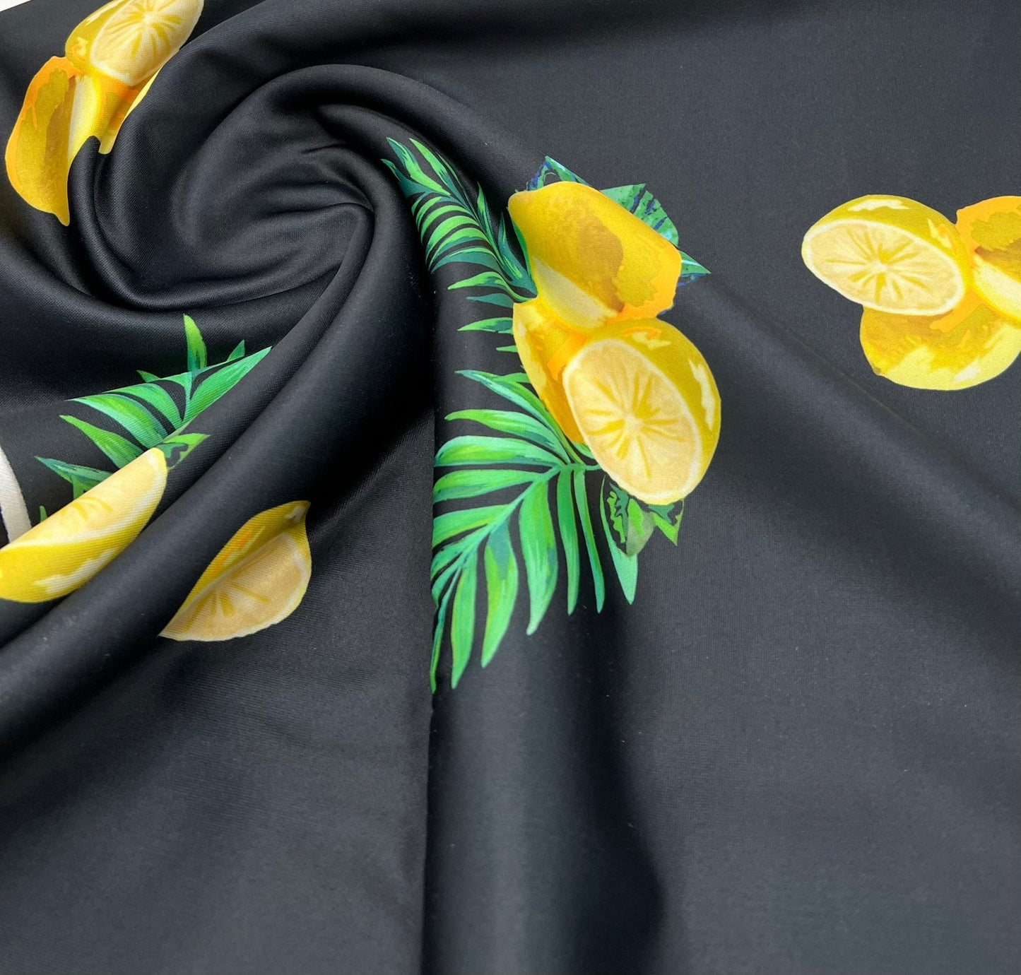 Black Lemon Plain Scuba Fabric