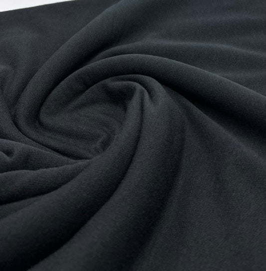 Black Lightweight Stretch French Terry Loopback Fabric