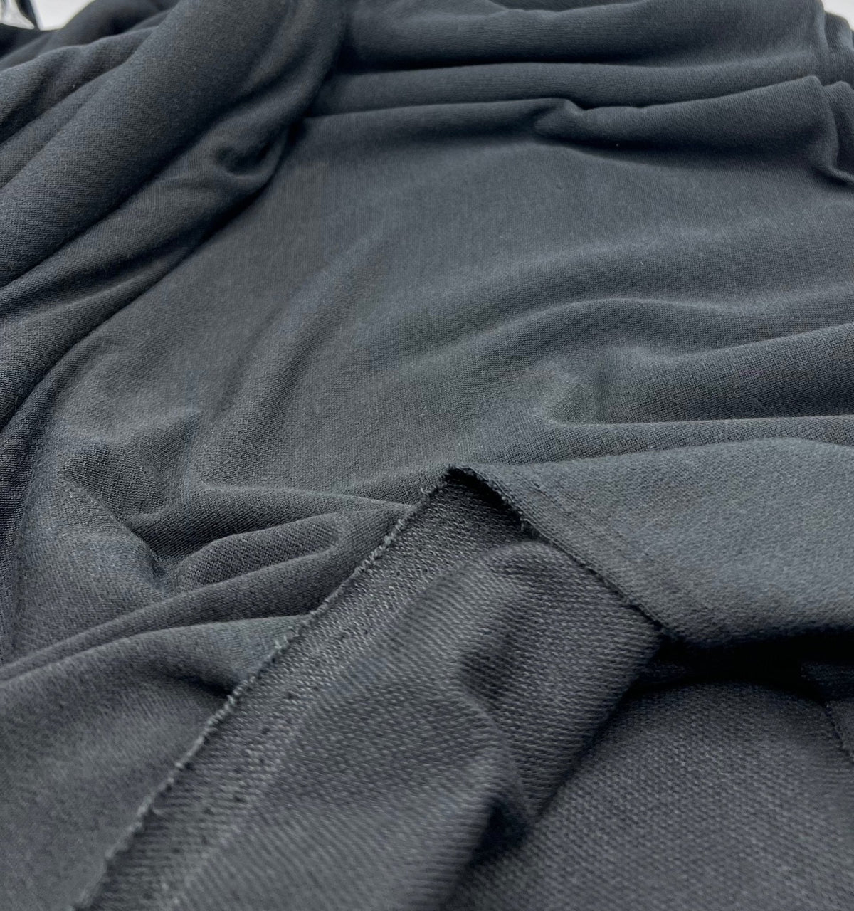 Black Lightweight Stretch French Terry Loopback Fabric