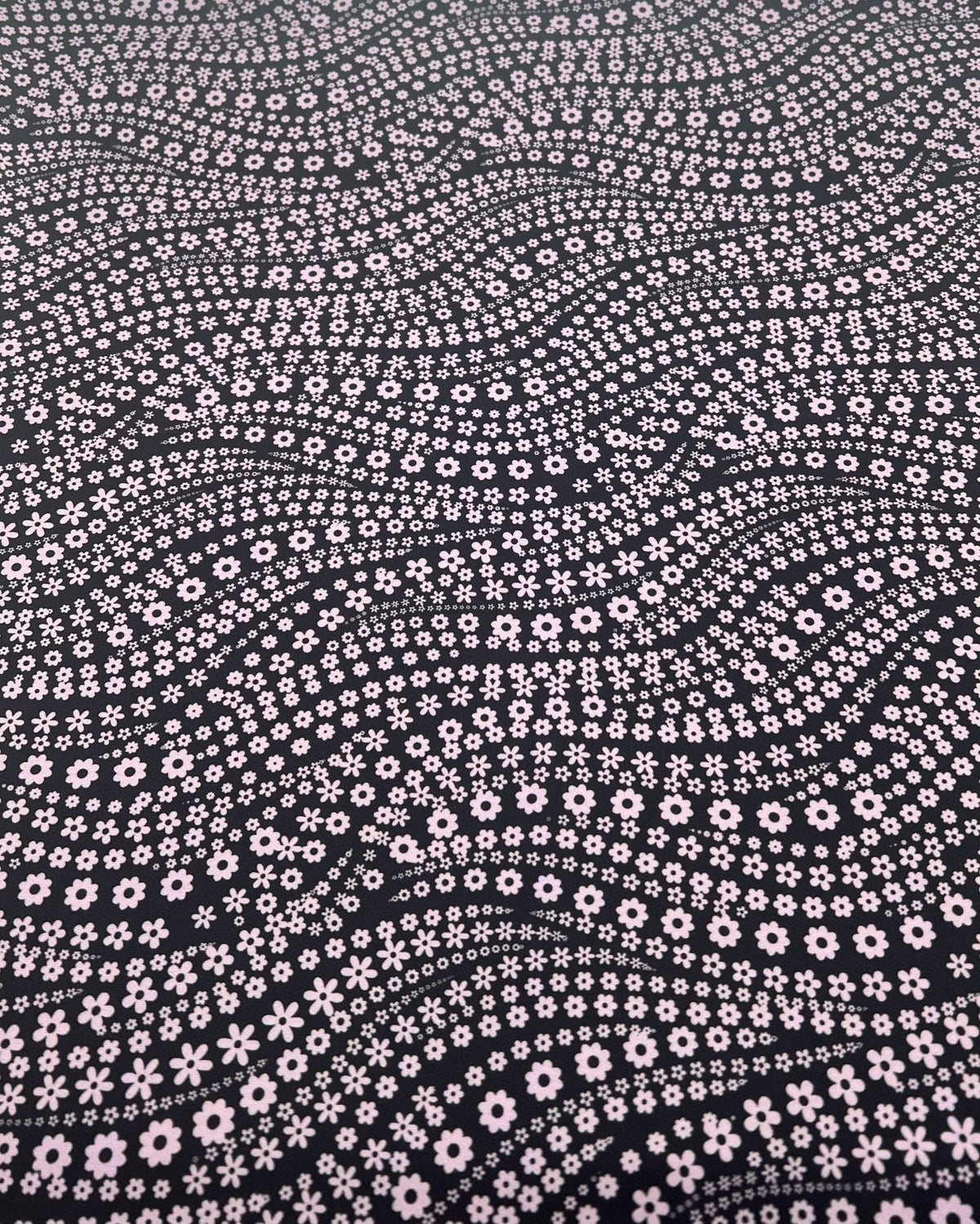 Black Lilac Floral Non Stretch Woven Fabric