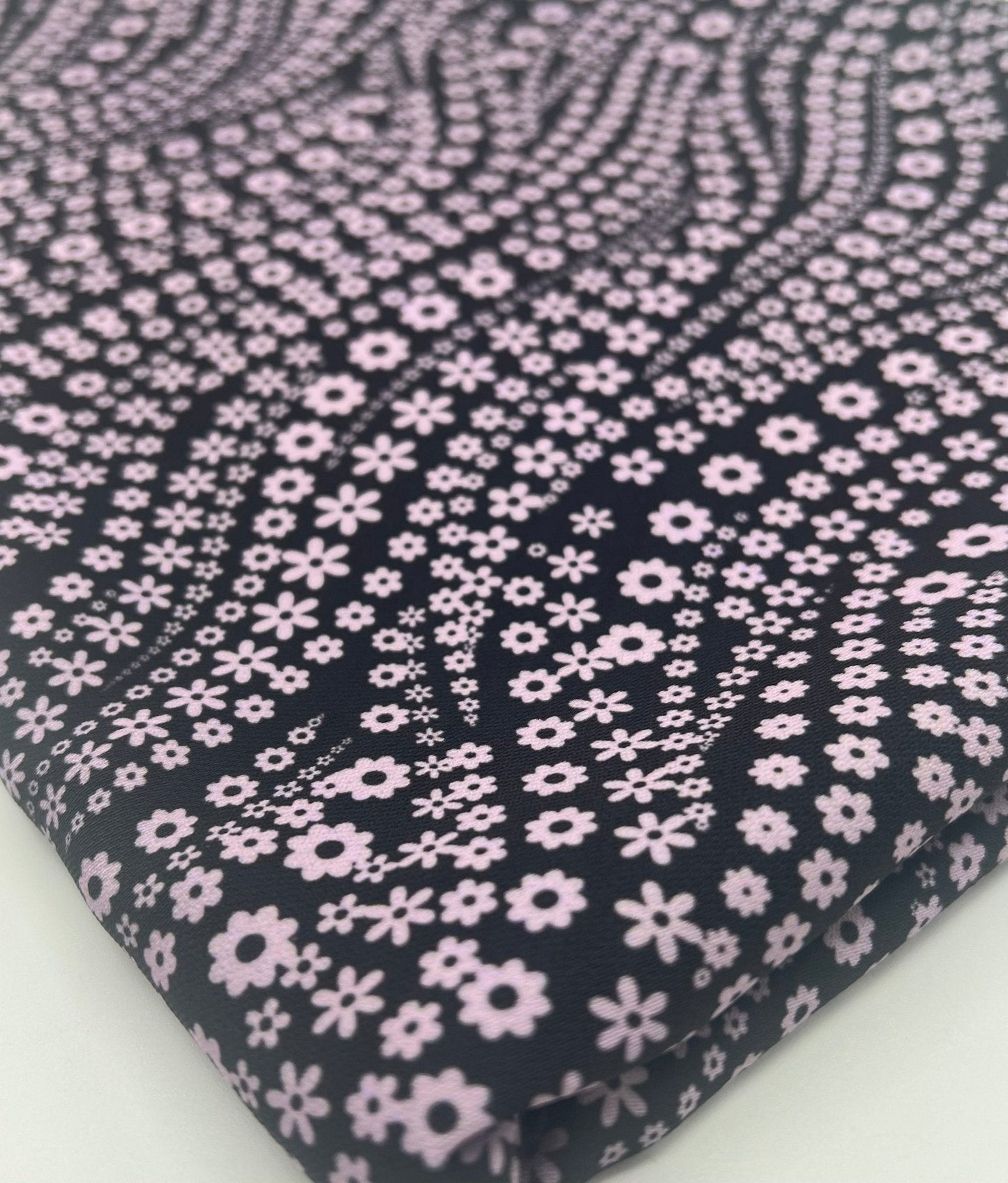 Black Lilac Floral Non Stretch Woven Fabric